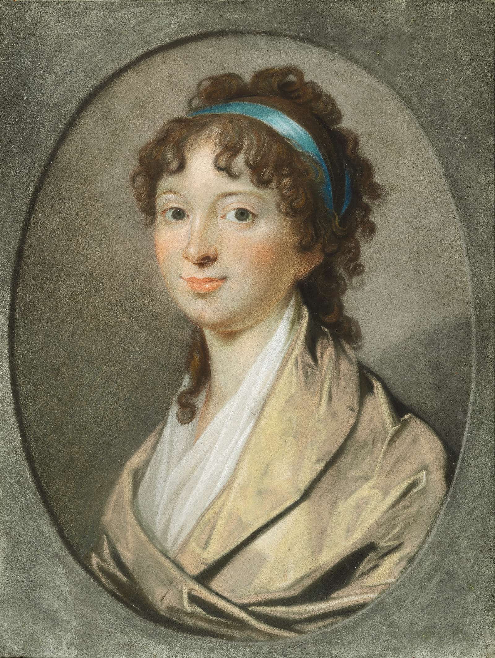 Portraet Af En Ung Dame Med Blaat Haarbaand by Jens Juel - Image 2