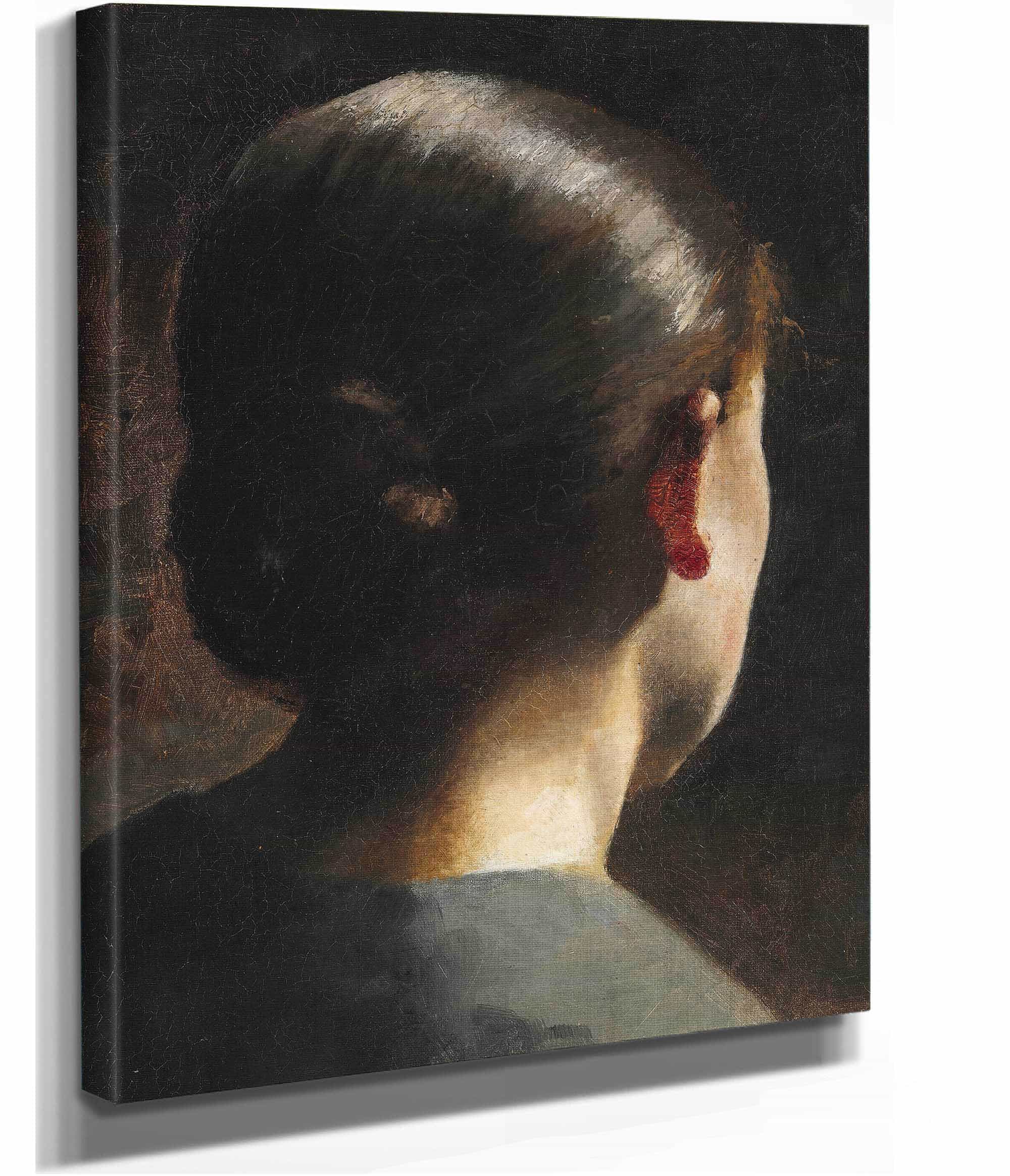 Portraet Af Kunstnerens Soster Anna Hammershoi Set Bagfra by Vilhelm Hammershoi - Image 2