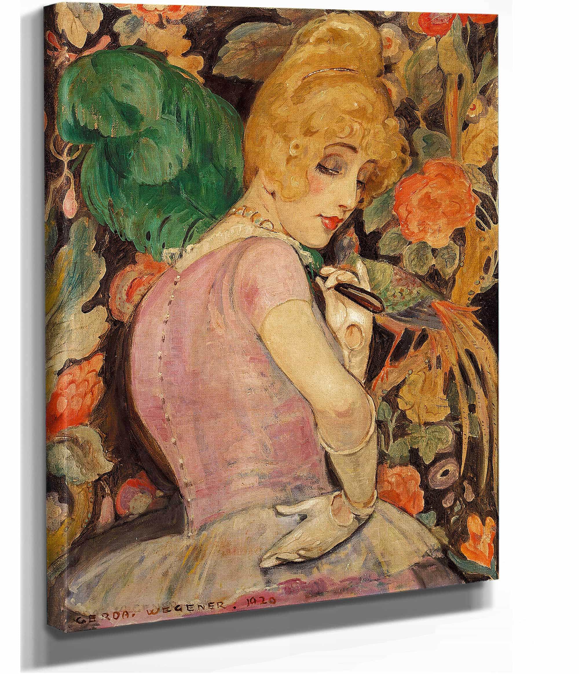 Portraet Af Lili Elbe Med Gron Fjervifte by Gerda Wegener - Image 2