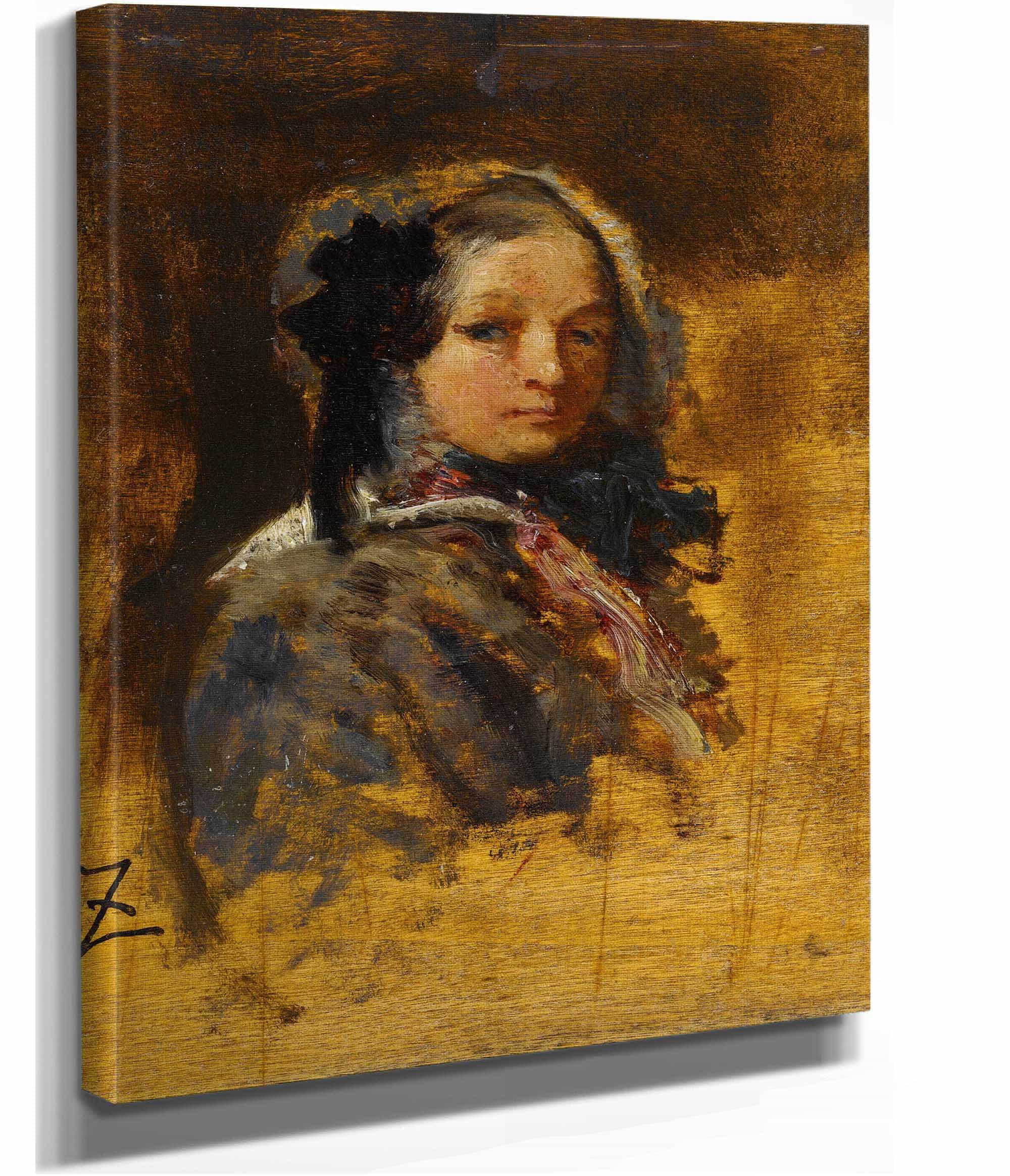 Portrait De Jeune Fille  by Felix Ziem - Image 2