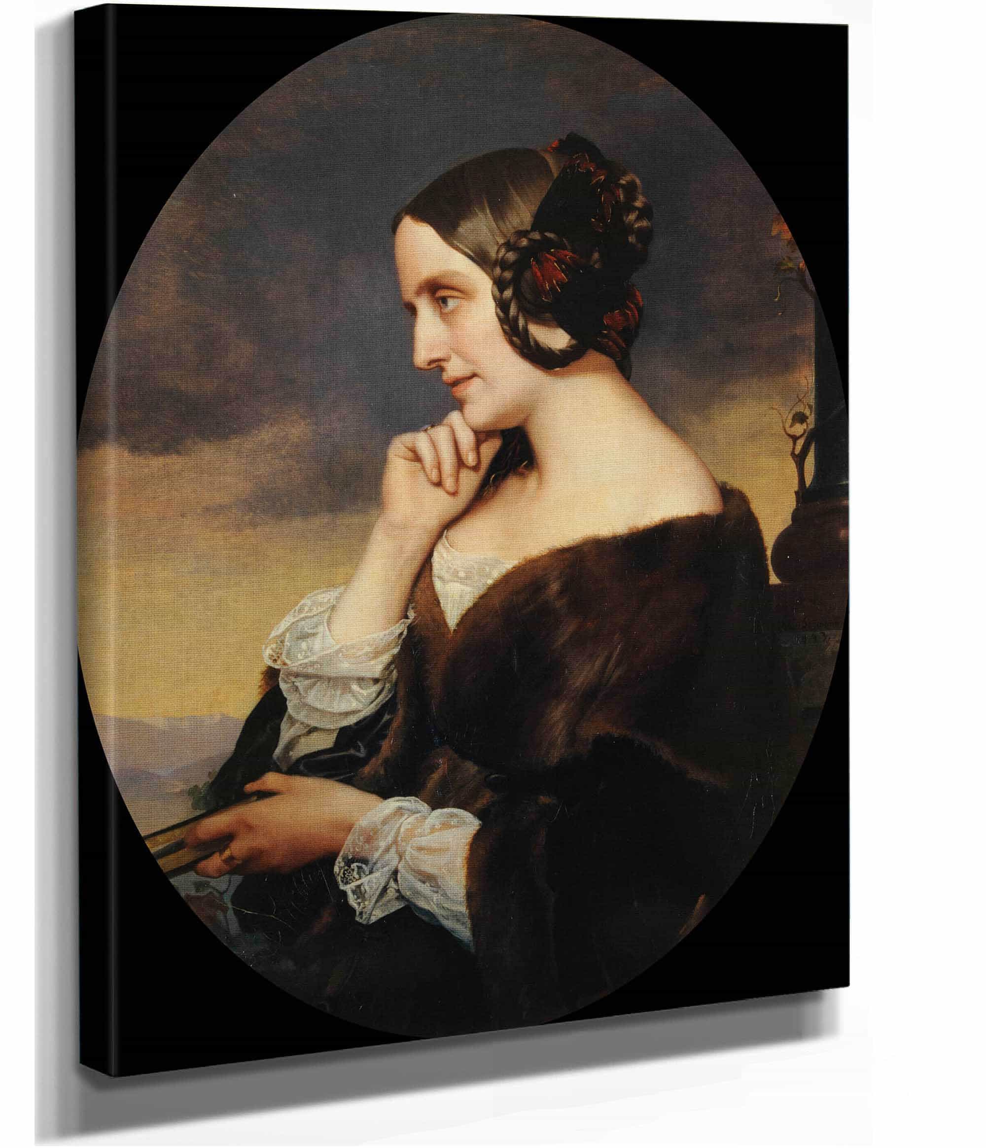 Portrait De Marie De Flavigny Comtesse Dagoult by Henri Lehmann - Image 2