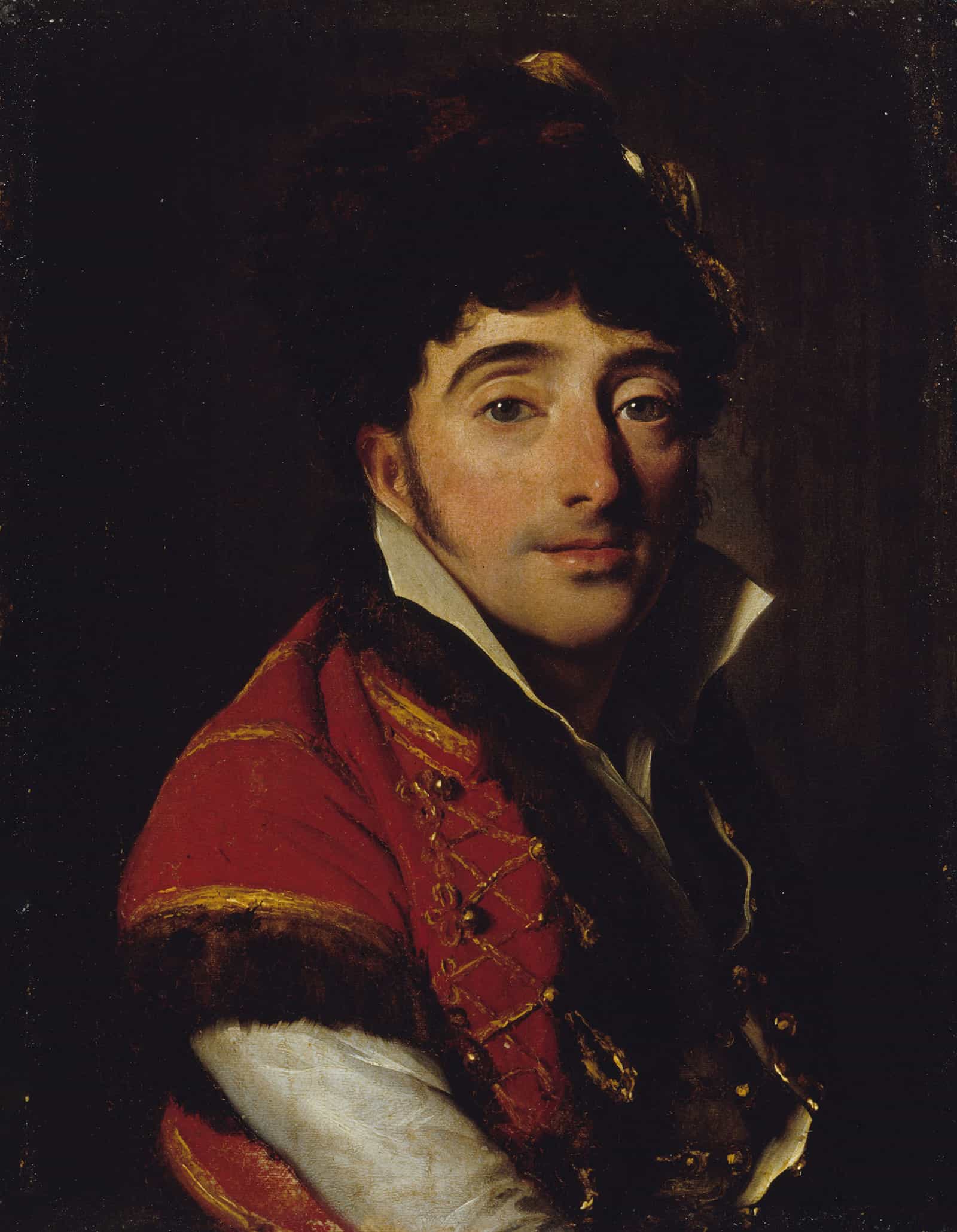 Portrait Dun Acteur En Veste Rouge Bordee De Fourrure by Louis Leopold Boilly