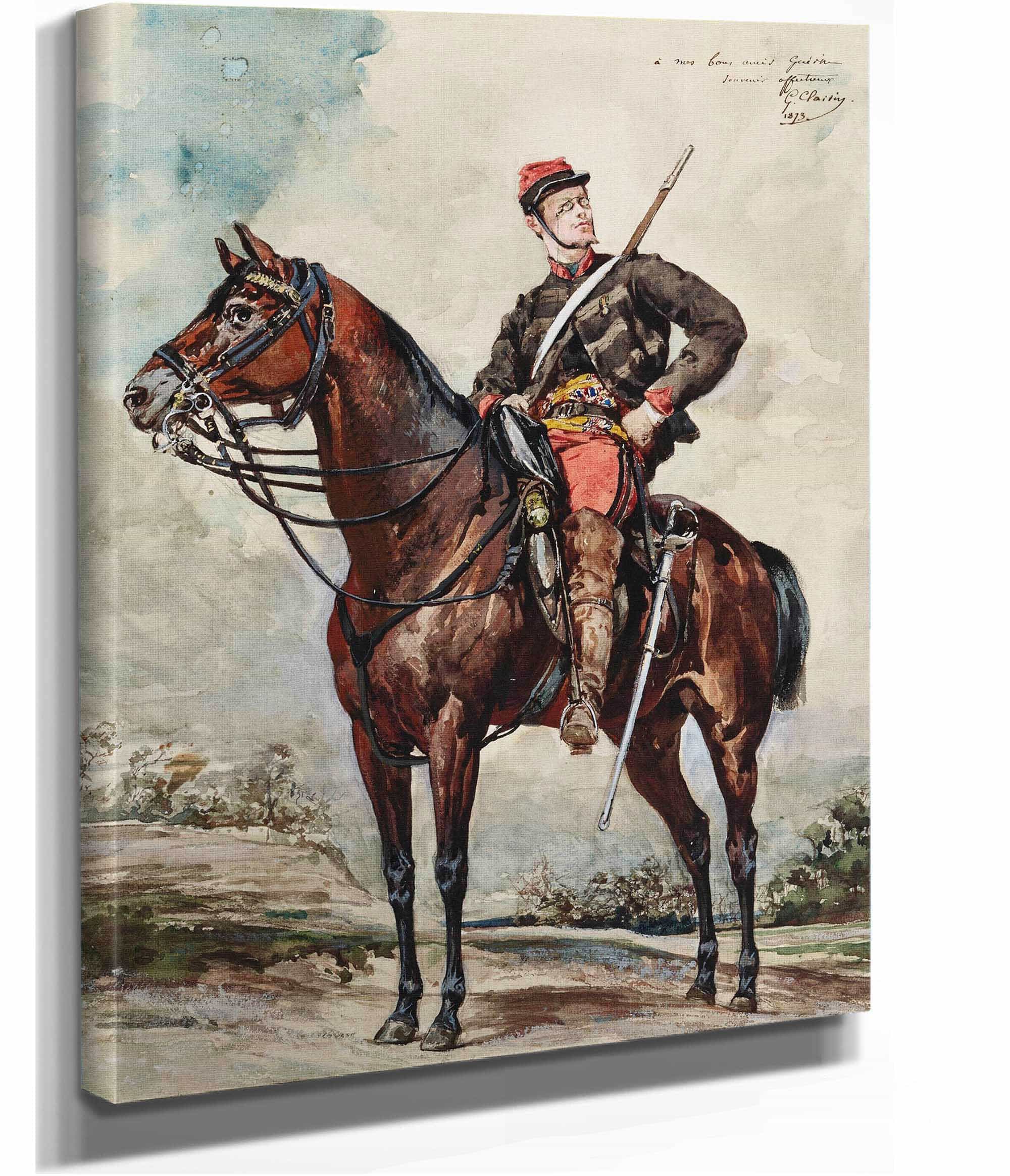 Portrait Equestre Eclaireur A Cheval by Georges Jules Victor Clairin - Image 2