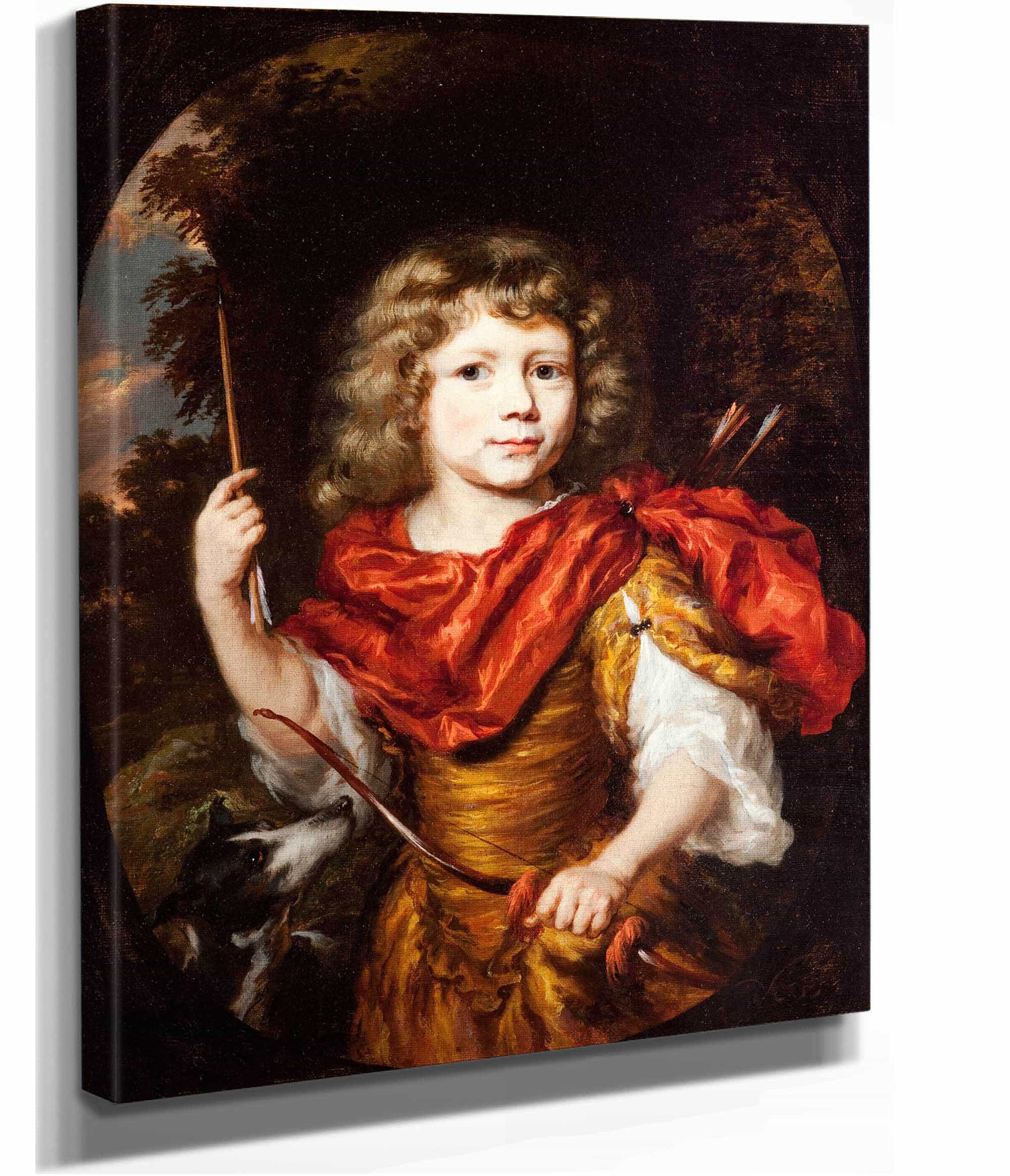 Portrait Of A Boy With A Bow And A Dog Amor by Nicolaes Maes - Image 2
