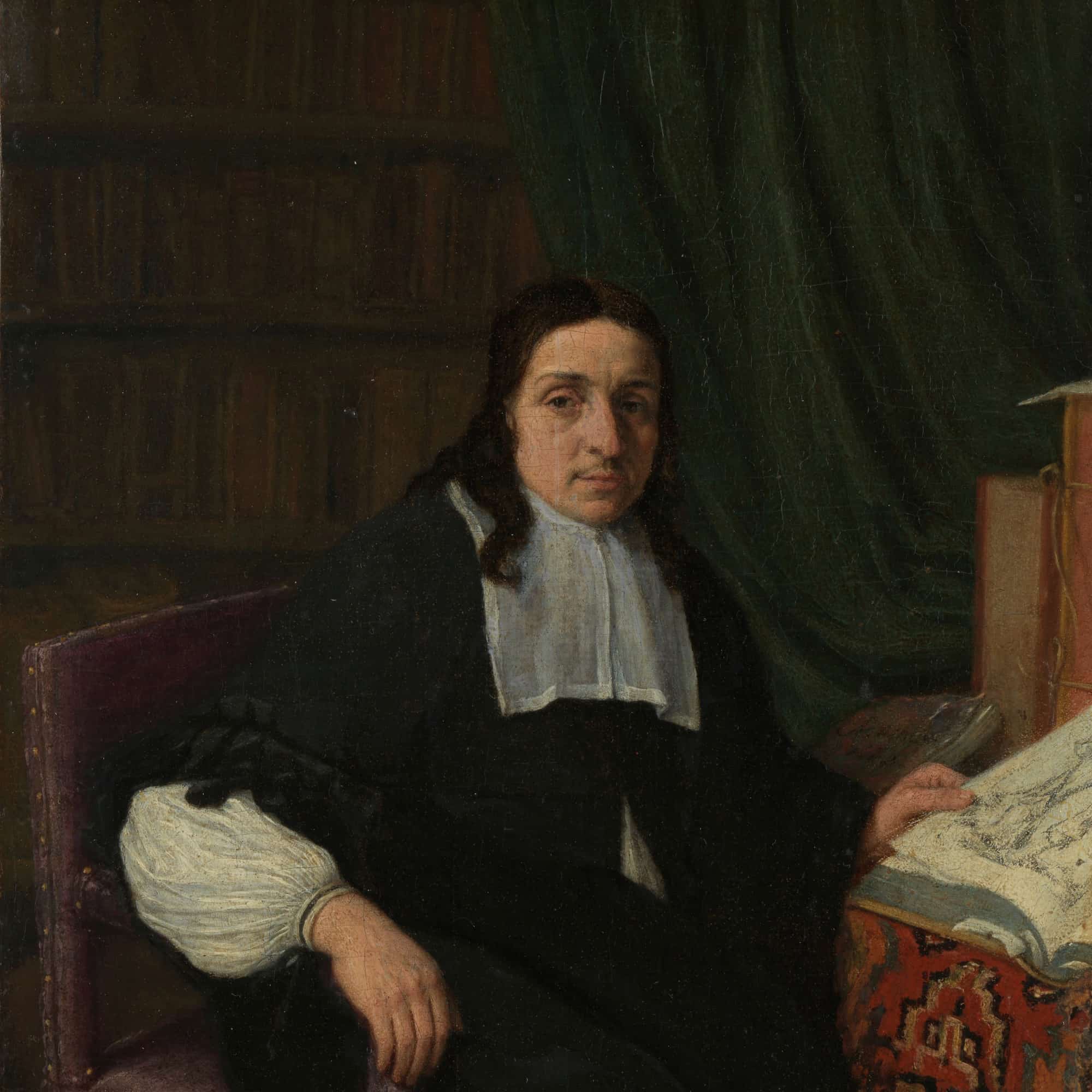 Portrait Of A Collector Possibly Constantijn Sennepart by Adriaen Van Ostade - Image 4