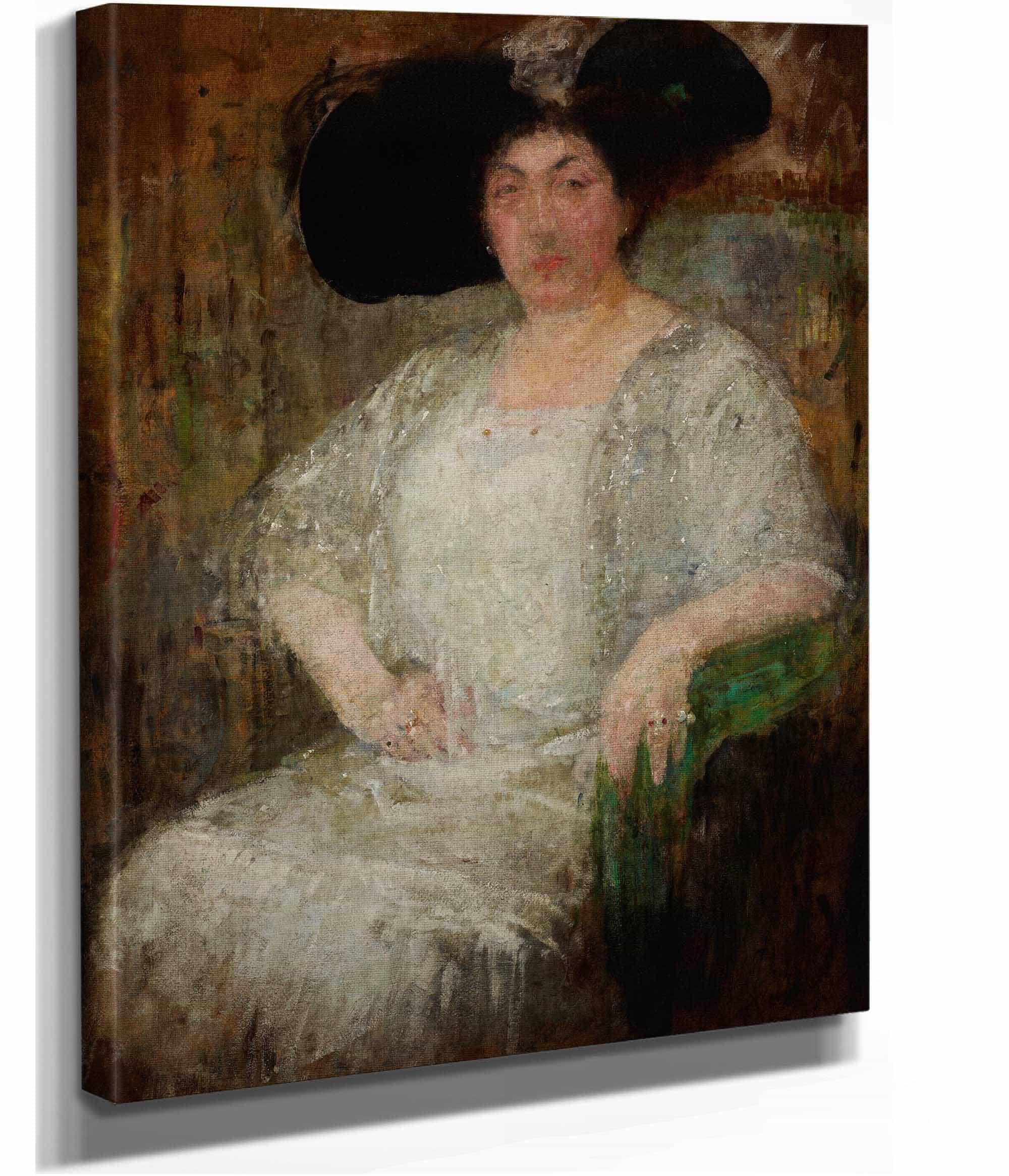 Portrait Of A French Lady Writer Gabrielle Reval by Olga Boznanska - Image 2