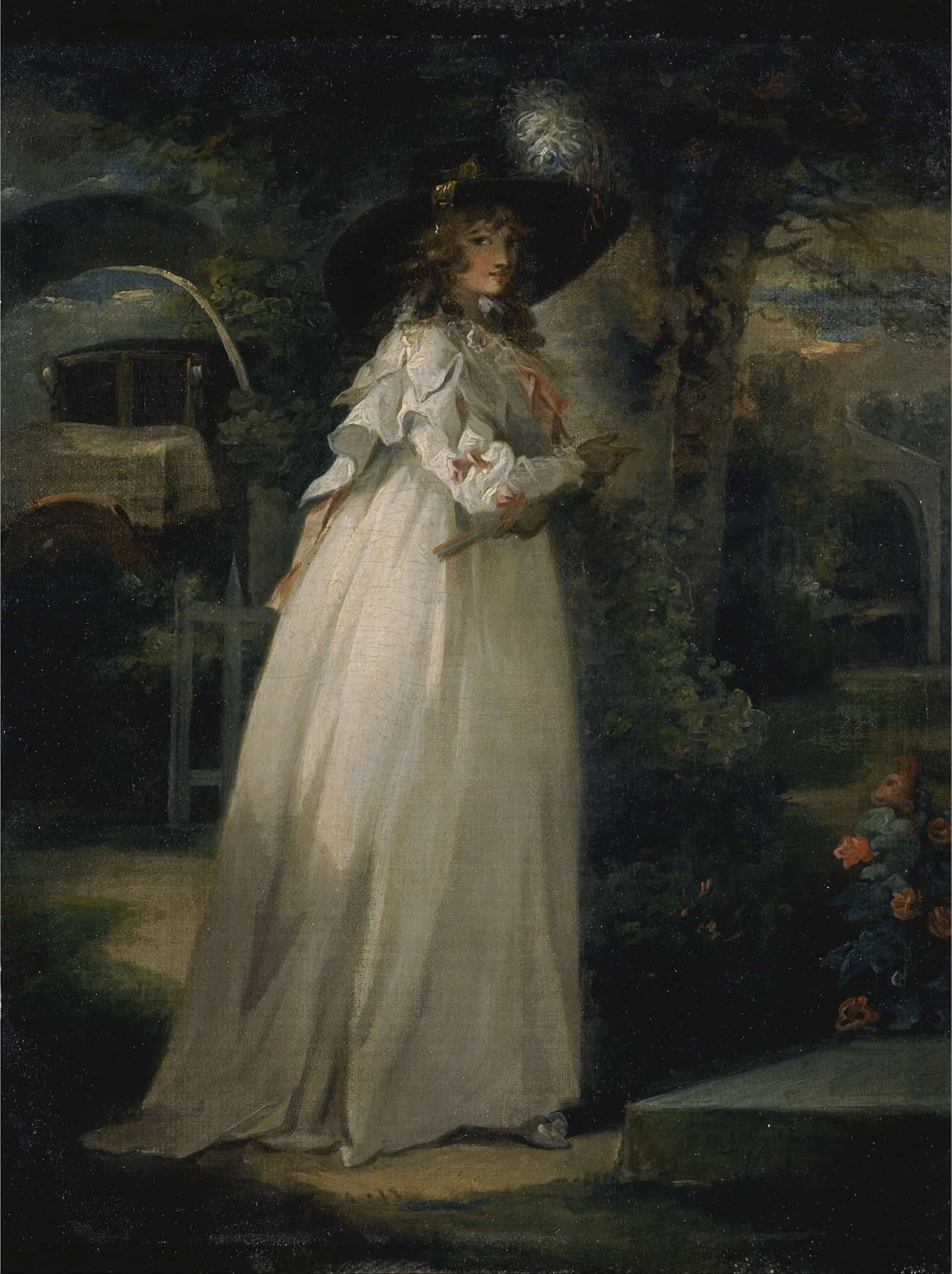 Portrait Of A Girl In A Garden by George Morland