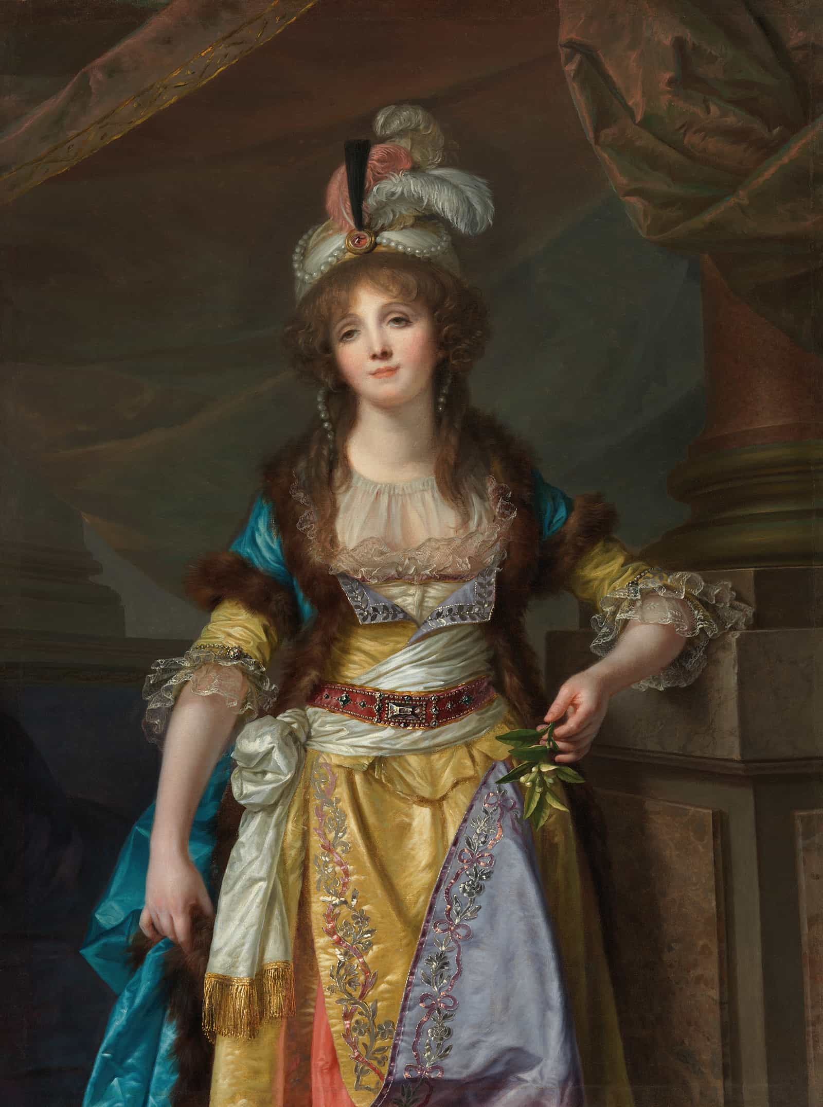 Portrait Of A Lady In Turkish Fancy Dress by Jean Baptiste Greuze - Image 2