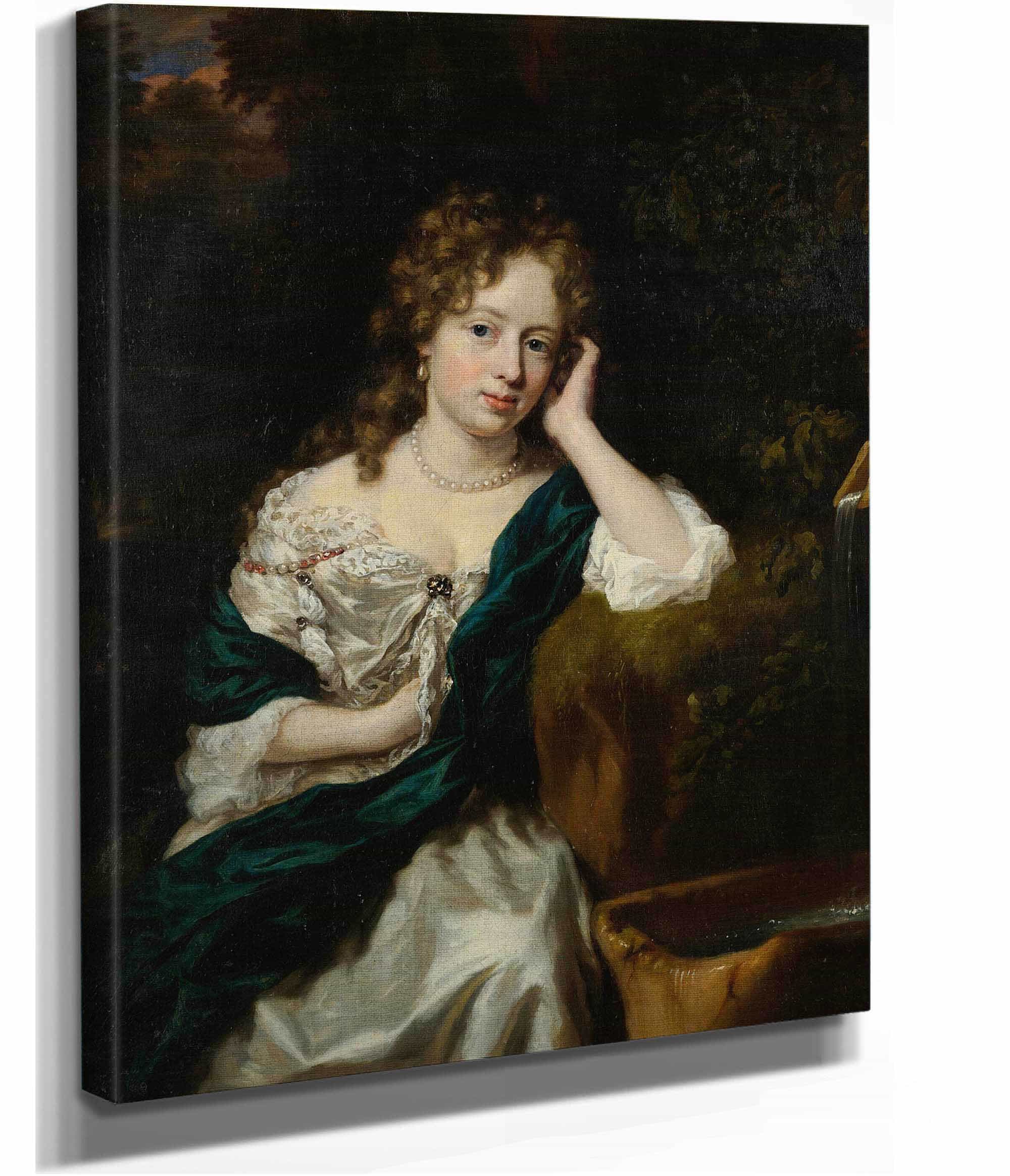 Portrait Of A Lady Seated By A Fountain by Nicolaes Maes - Image 2