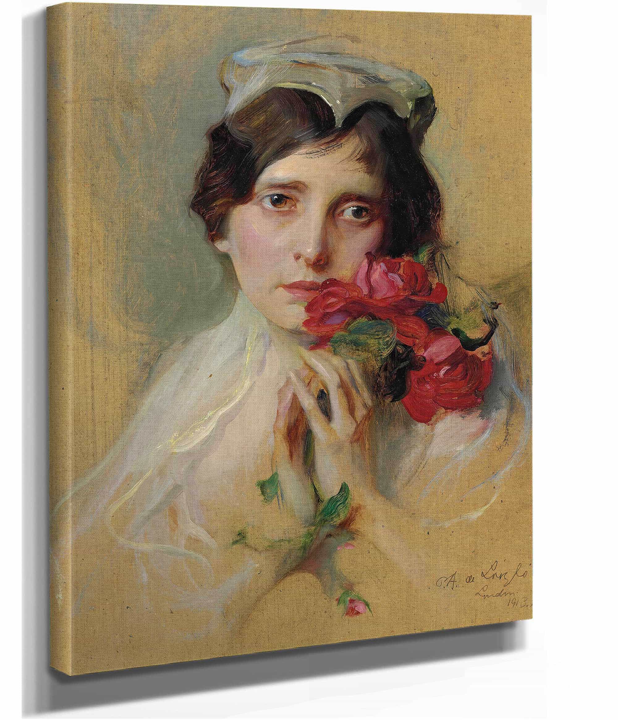 Portrait Of A Lady Wearing A Peaked Headdress by Philip Alexius De Laszlo - Image 2