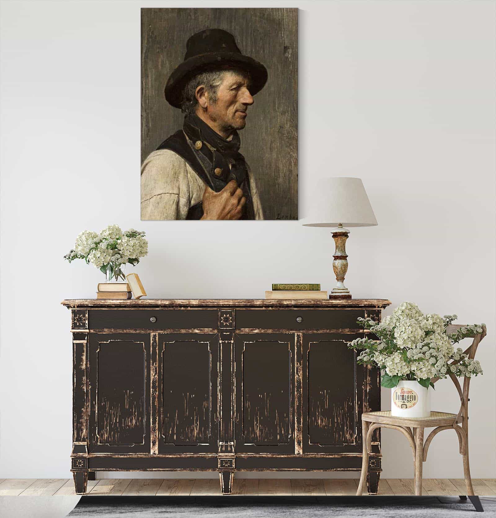 Portrait Of A Peasant In A Hat by Franz Von Lenbach - Image 4