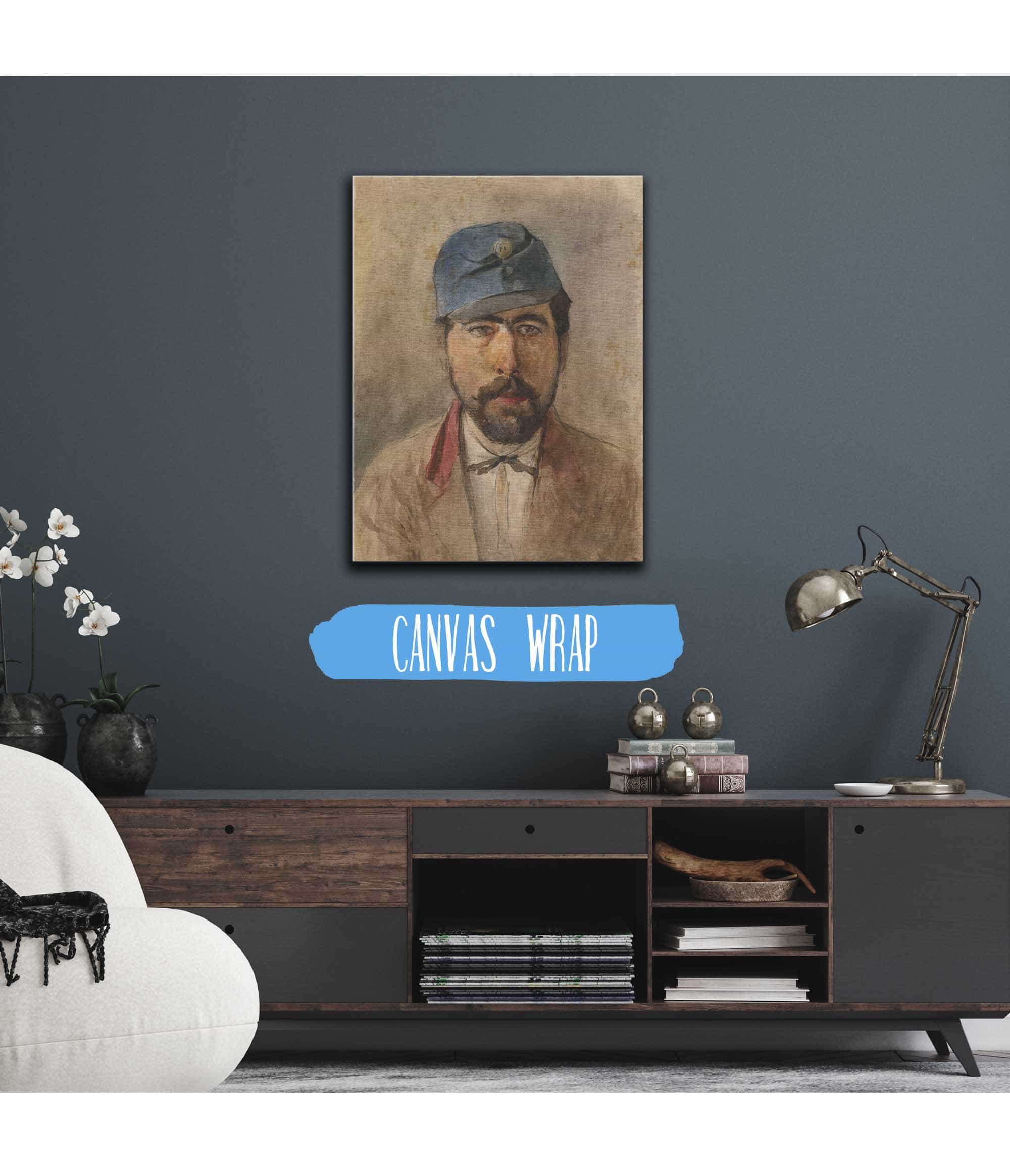 Portrait Of A Soldier In A Blue Cap by Ladislav Mednyanszky - Image 3