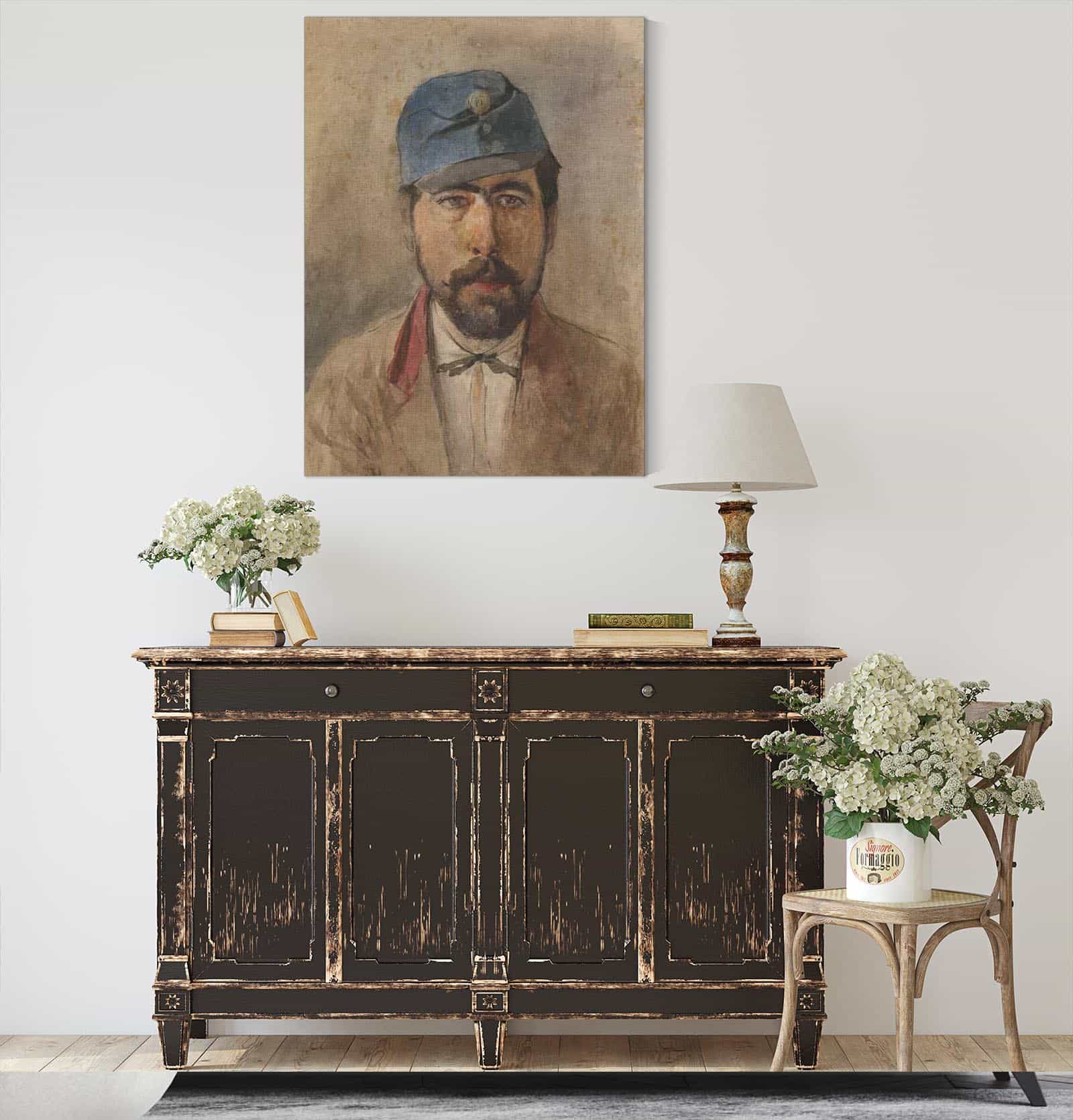 Portrait Of A Soldier In A Blue Cap by Ladislav Mednyanszky - Image 4