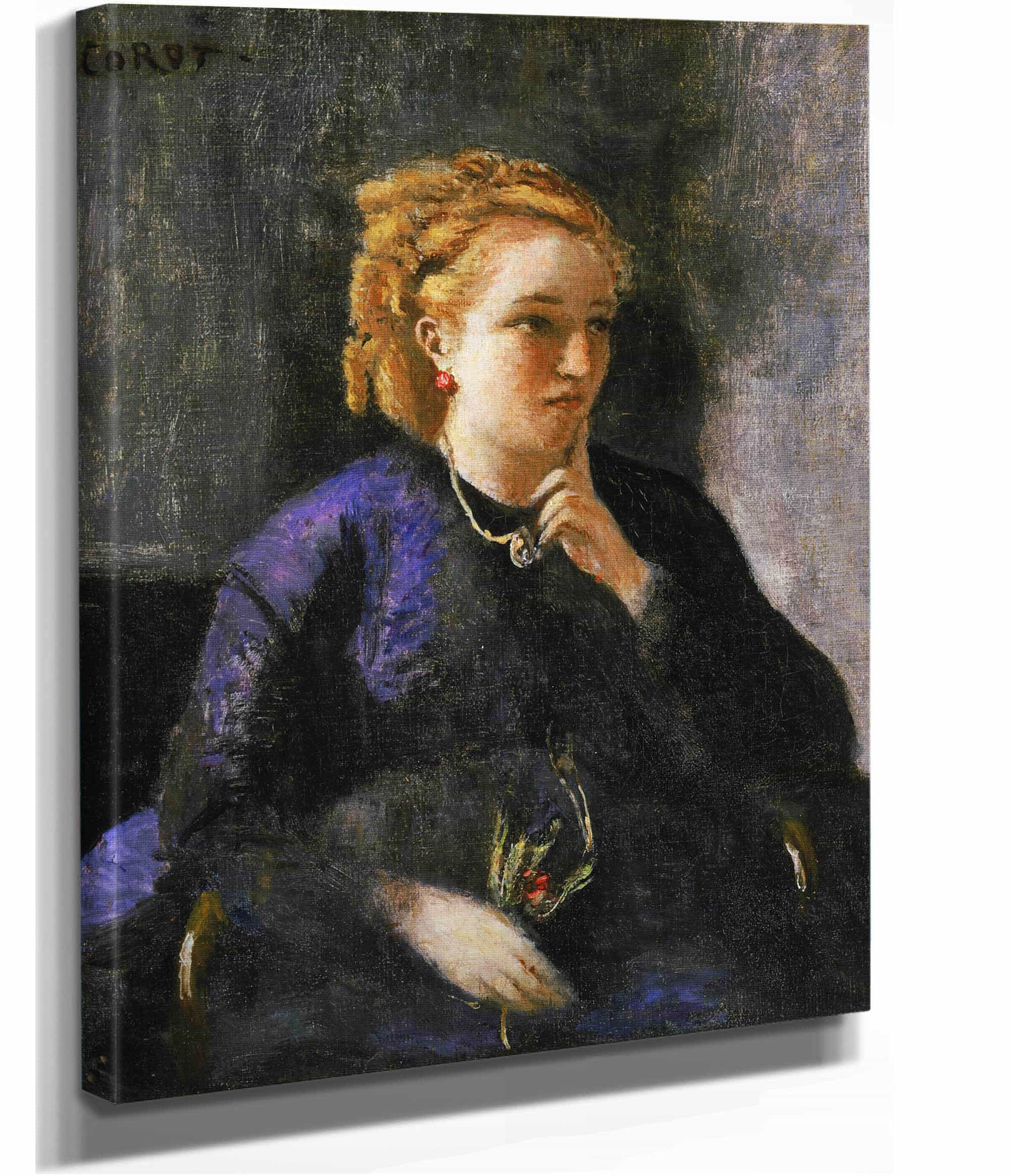 Portrait Of A Woman by Jean Baptiste Camille Corot - Image 2