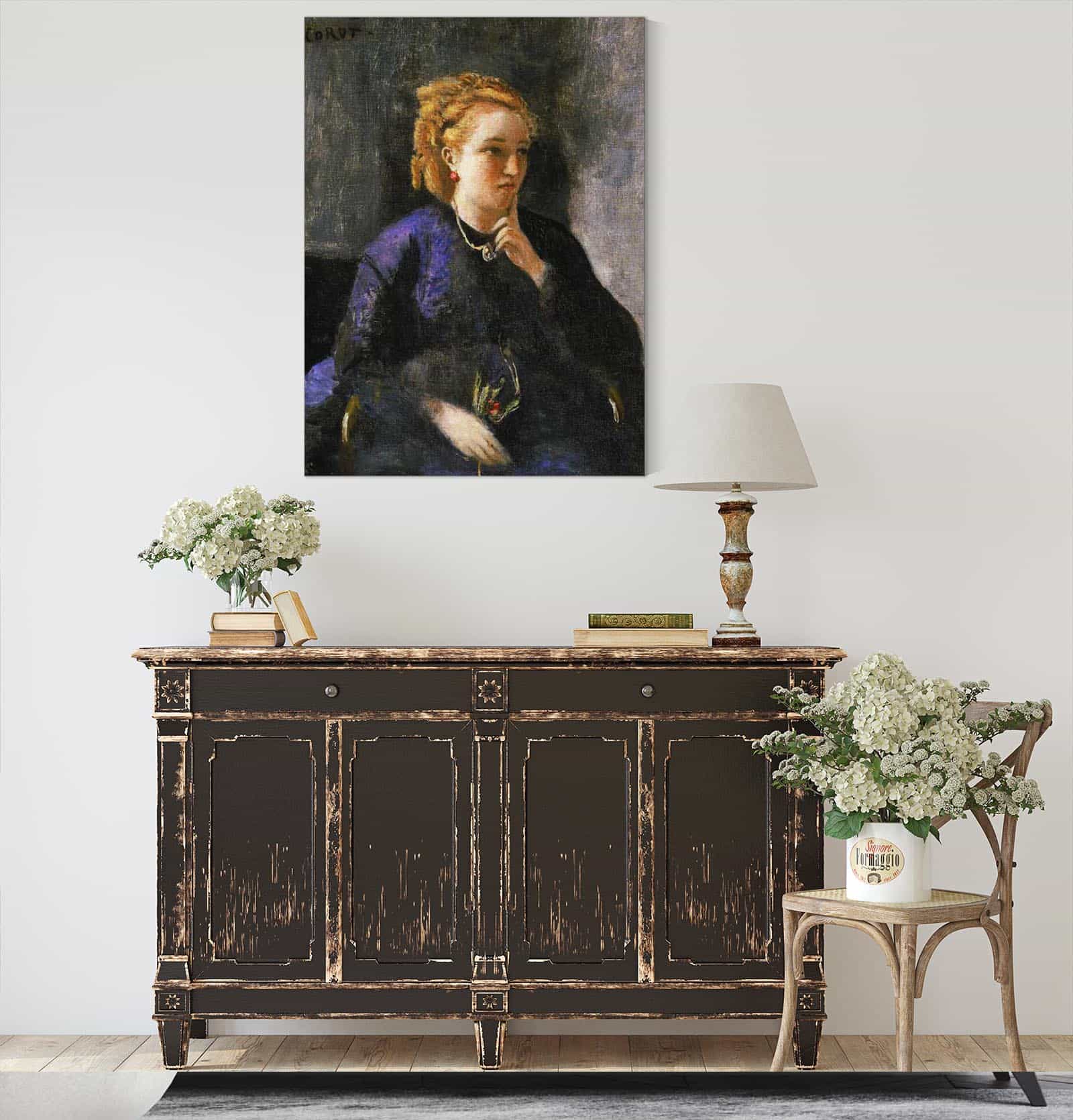 Portrait Of A Woman by Jean Baptiste Camille Corot - Image 4
