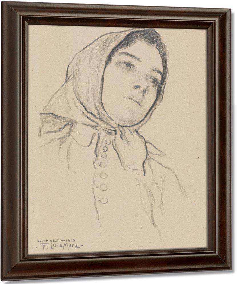 Portrait Of A Woman By Francis Luis Mora - Image 5