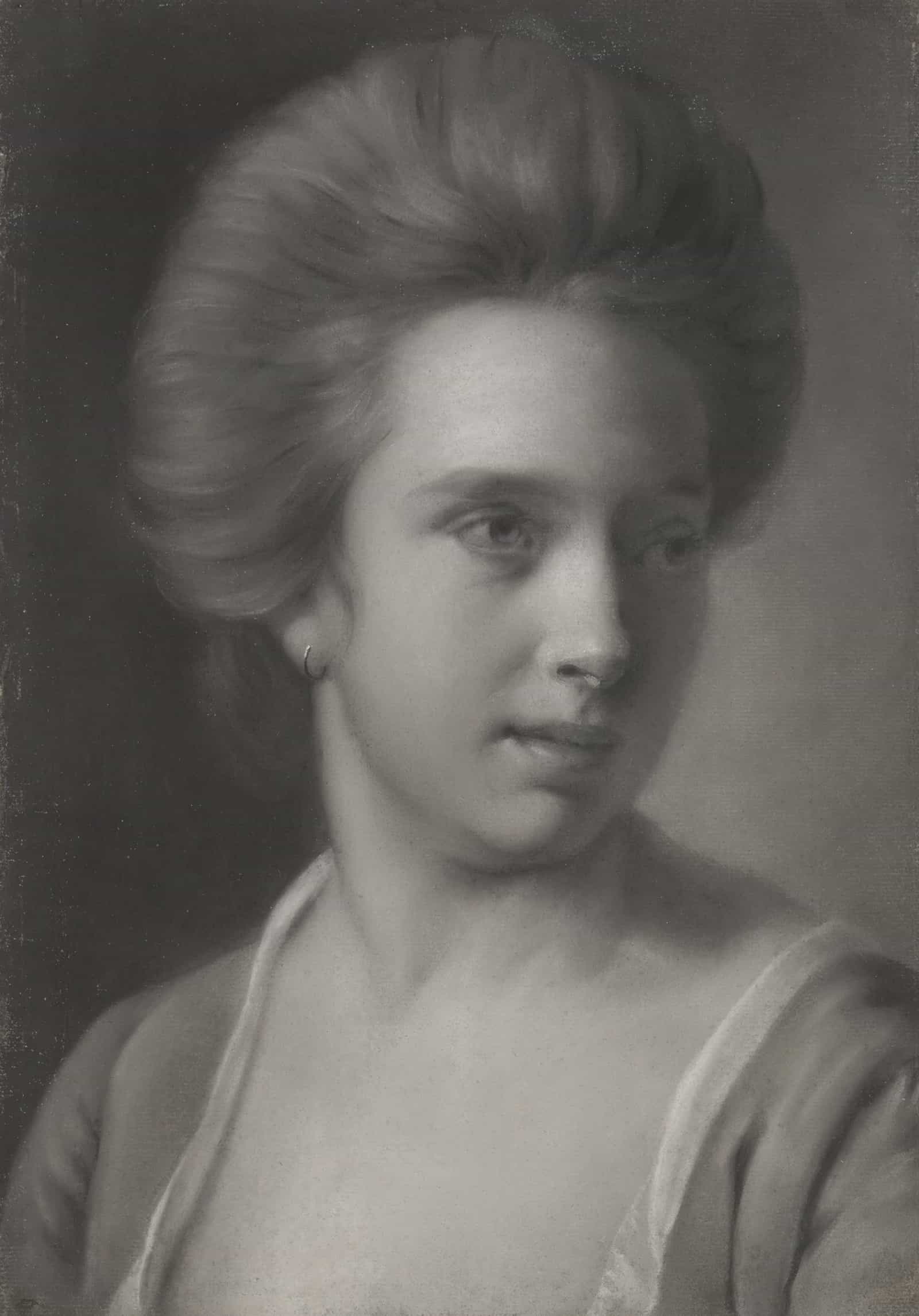 Portrait Of A Woman Her Head Turned To The Right Wearing An Earring by Joseph Wright Of Derby