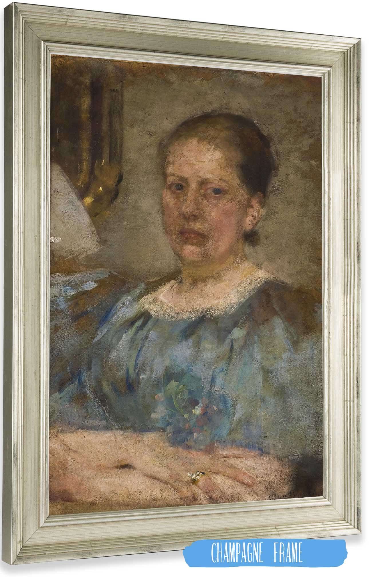 Portrait Of A Woman In A Blue Blouse by Olga Boznanska