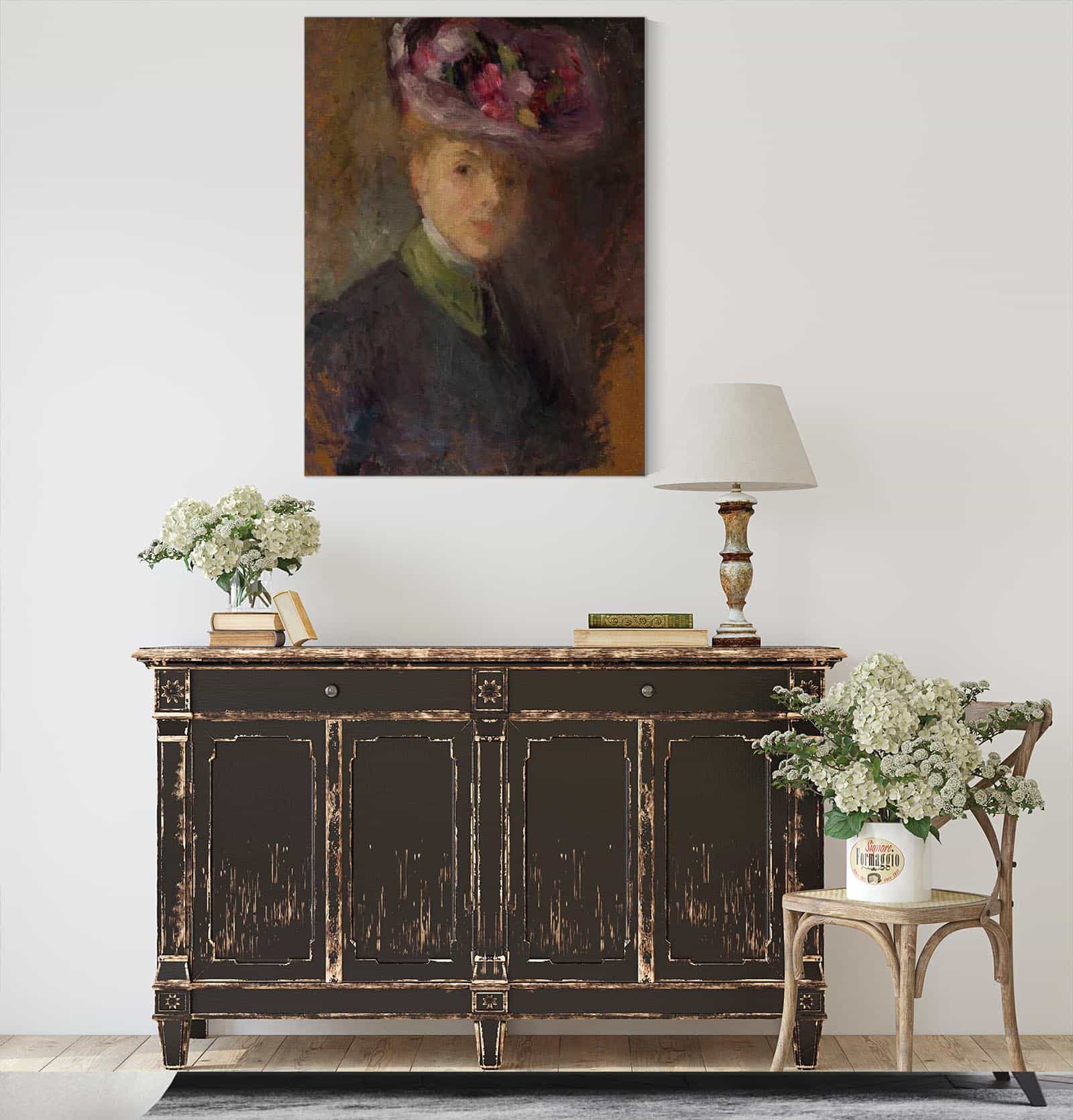 Portrait Of A Woman In A Hat With Flowers by Olga Boznanska - Image 4