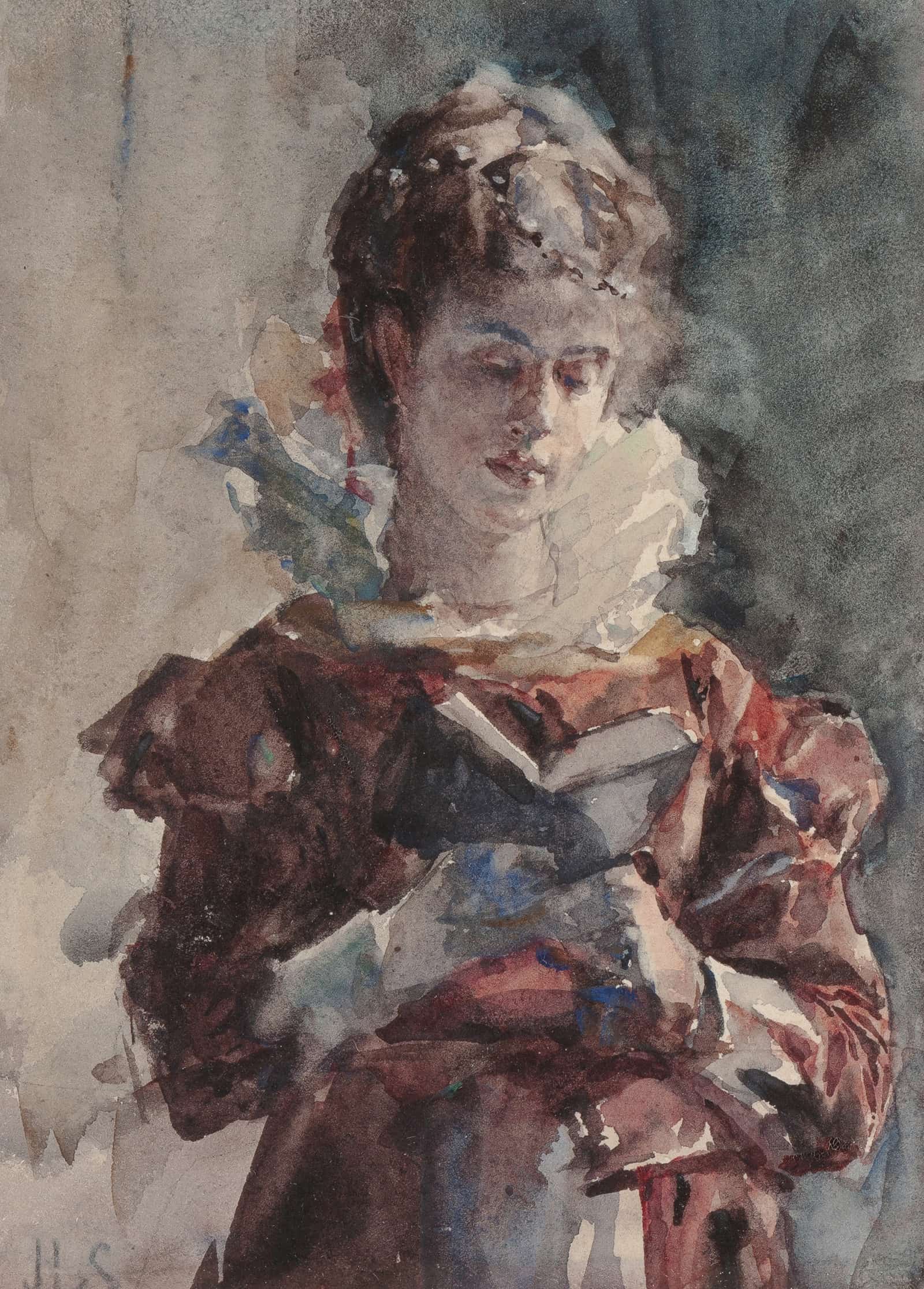 Portrait Of A Woman Reading by Julius Leblanc Stewart