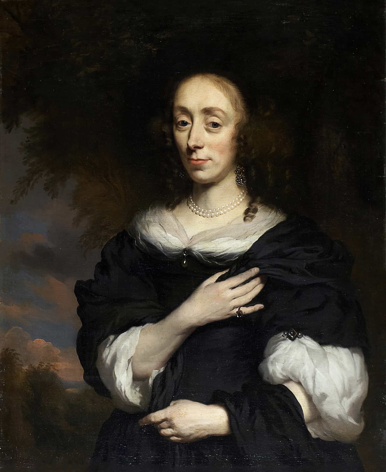 Portrait Of A Woman Wearing A Black Dress by Nicolaes Maes
