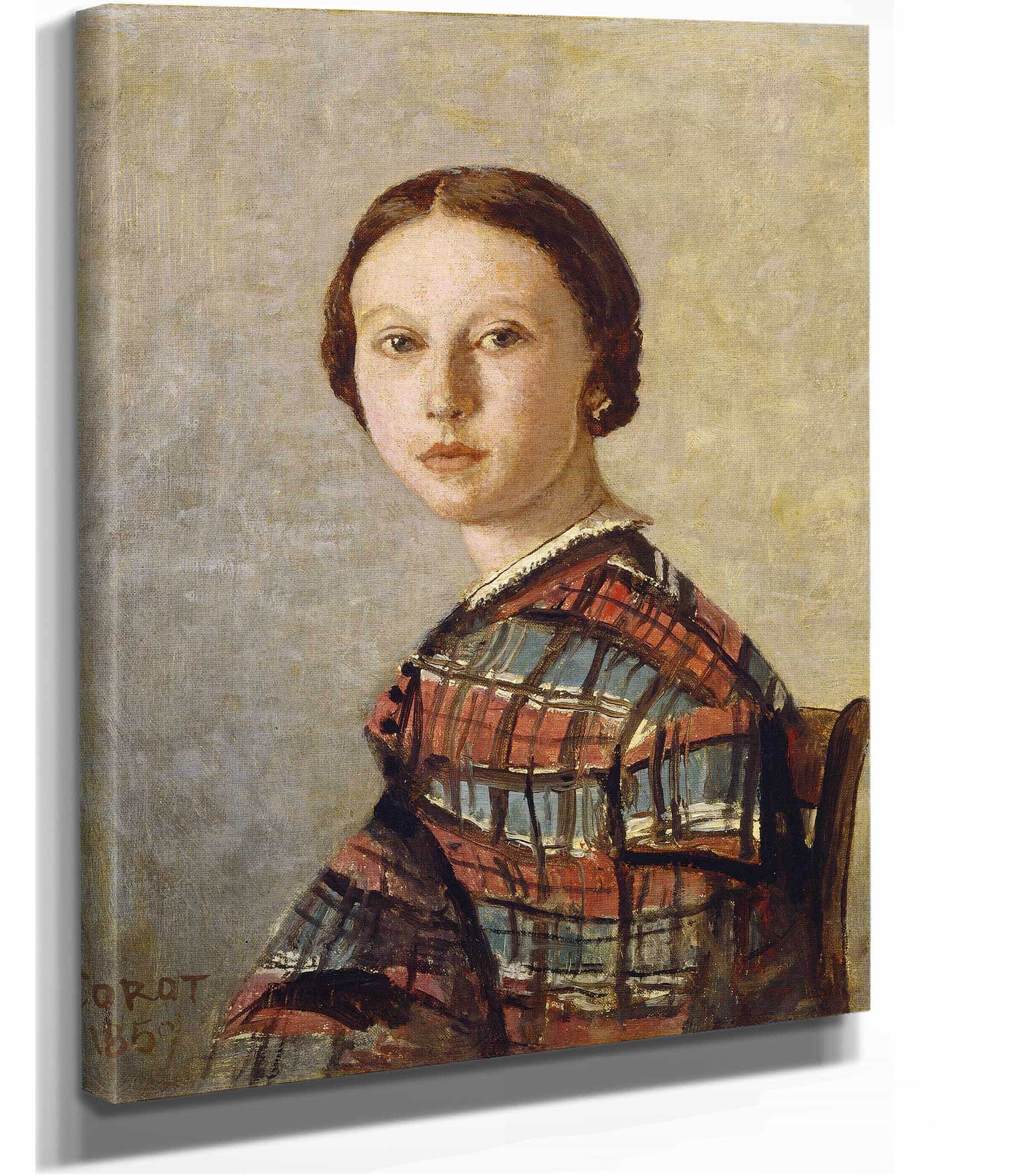Portrait Of A Young Girl Or by Jean Baptiste Camille Corot - Image 2