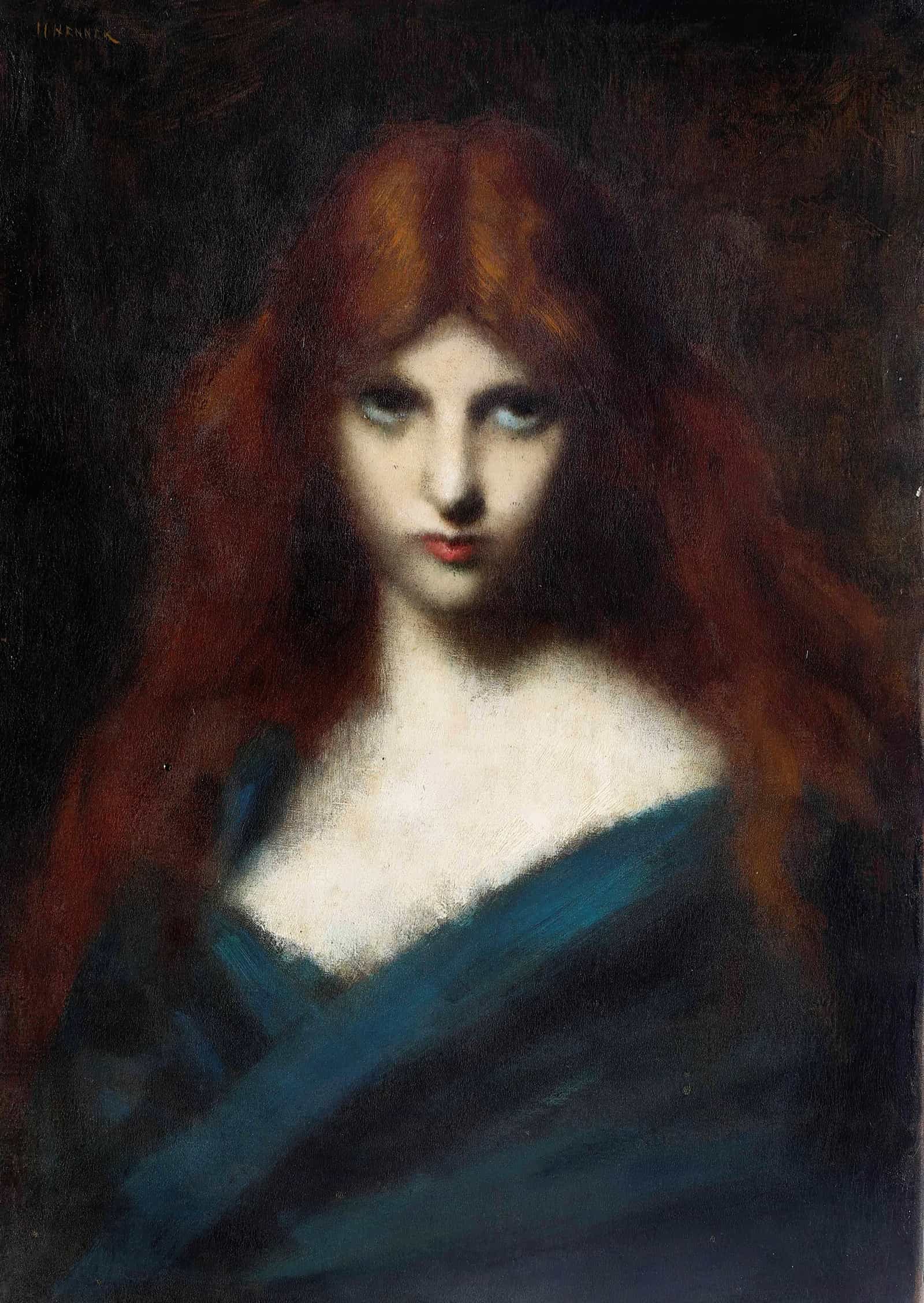 Portrait Of A Young Girl With Red Hair by Jean Jacques Henner - Image 2