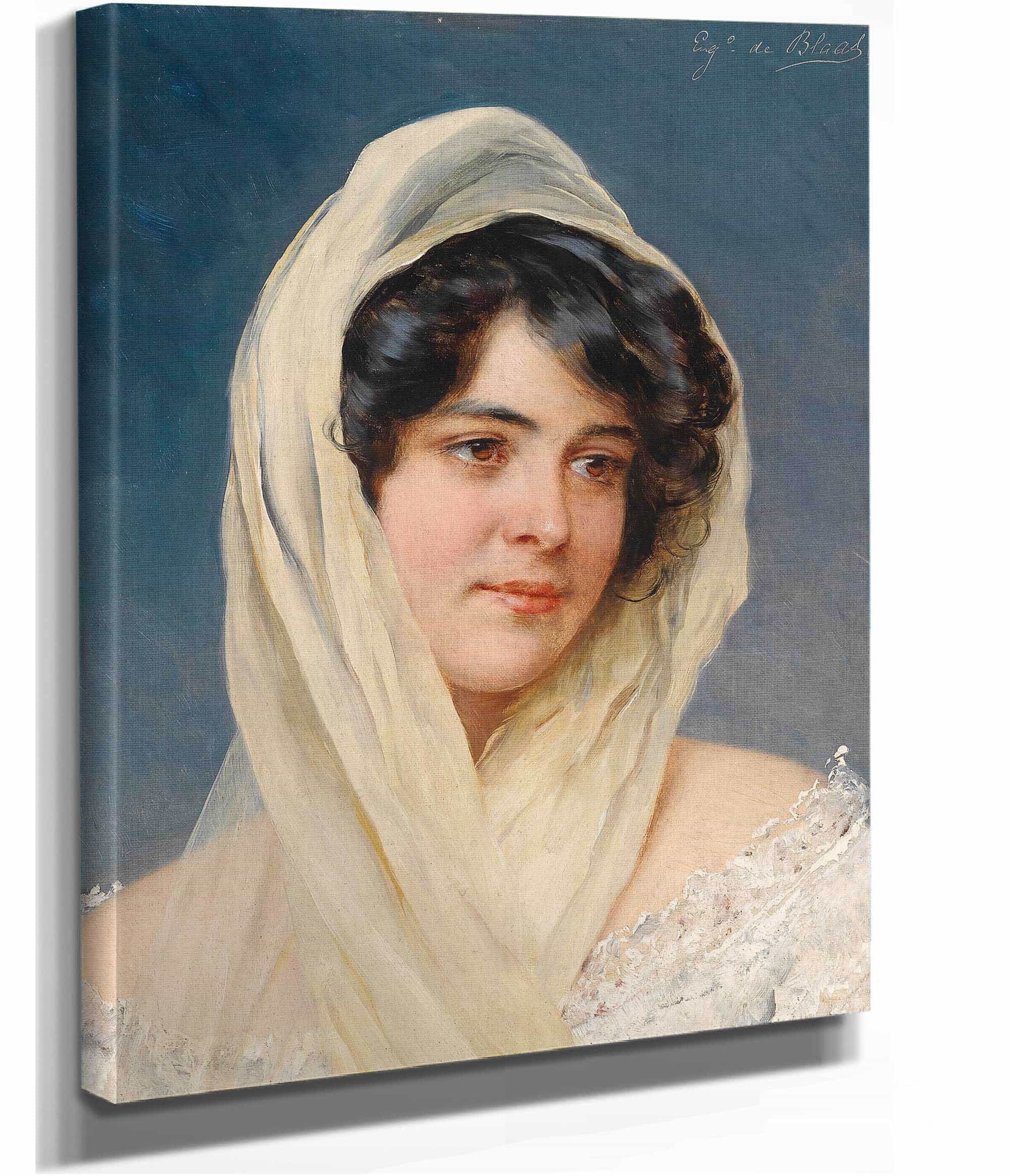 Portrait Of A Young Lady With A Veil by Eugen Von Blaas - Image 2