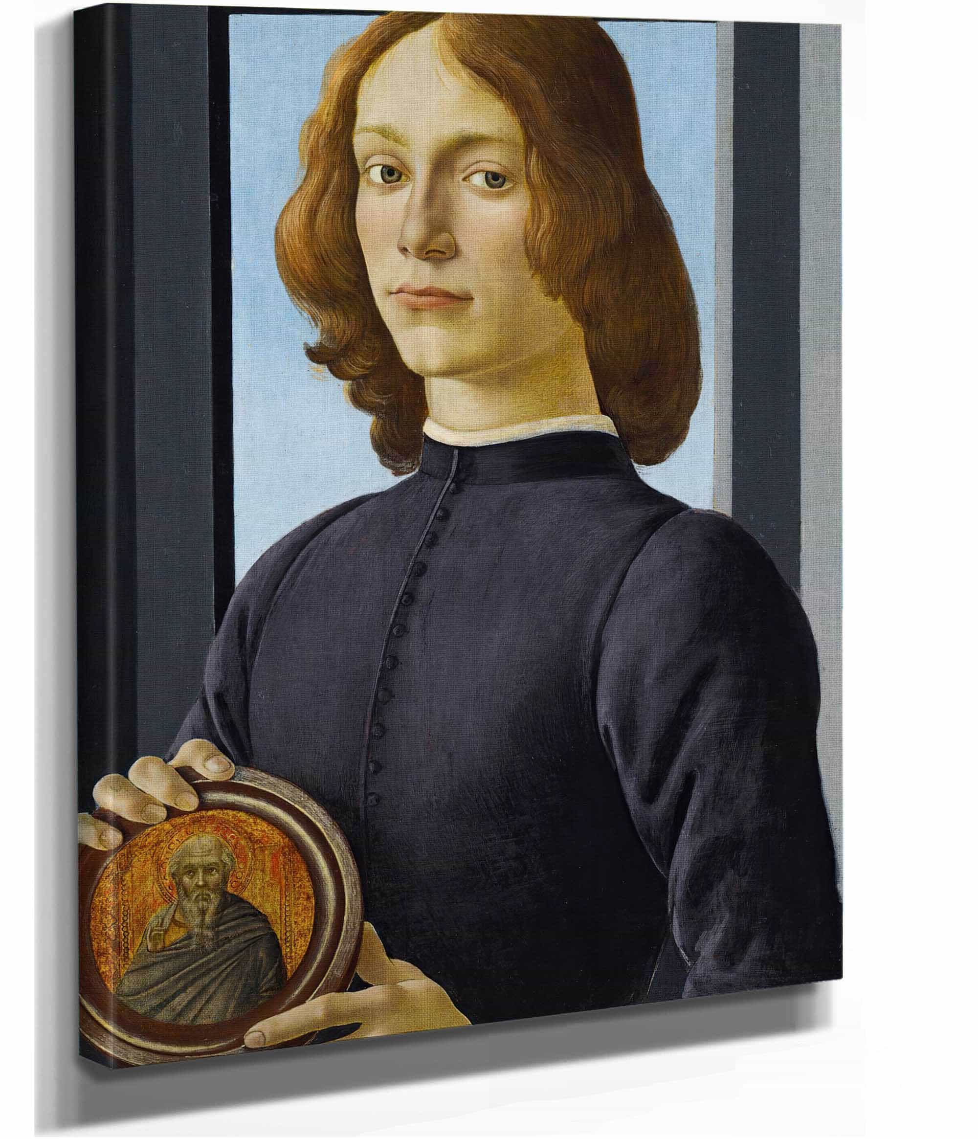 Portrait Of A Young Man Holding A Roundel by Sandro Botticelli - Image 2