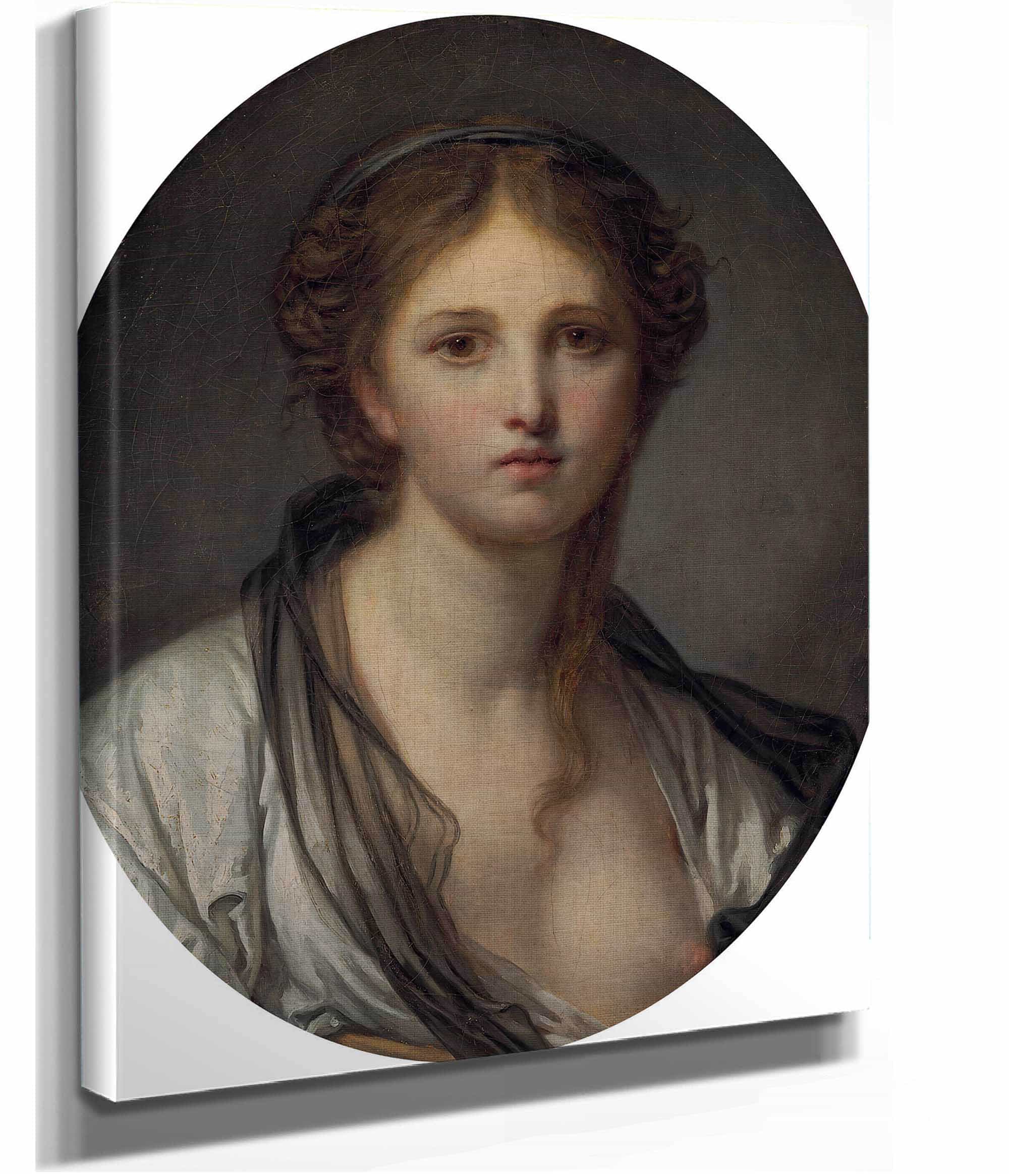 Portrait Of A Young Woman Bust Length With A Black Scarf by Jean Baptiste Greuze