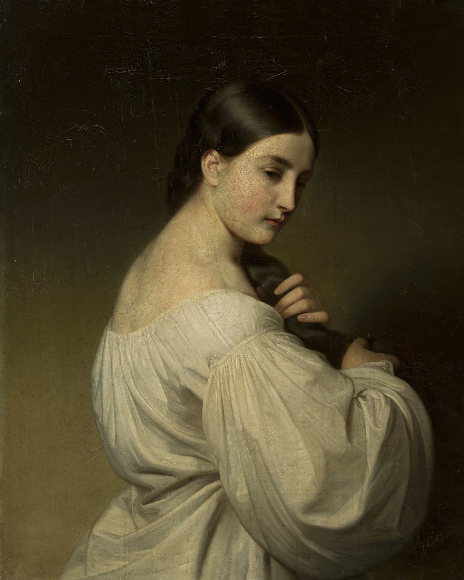 Portrait Of A Young Woman by Friedrich Von Amerling - Image 2