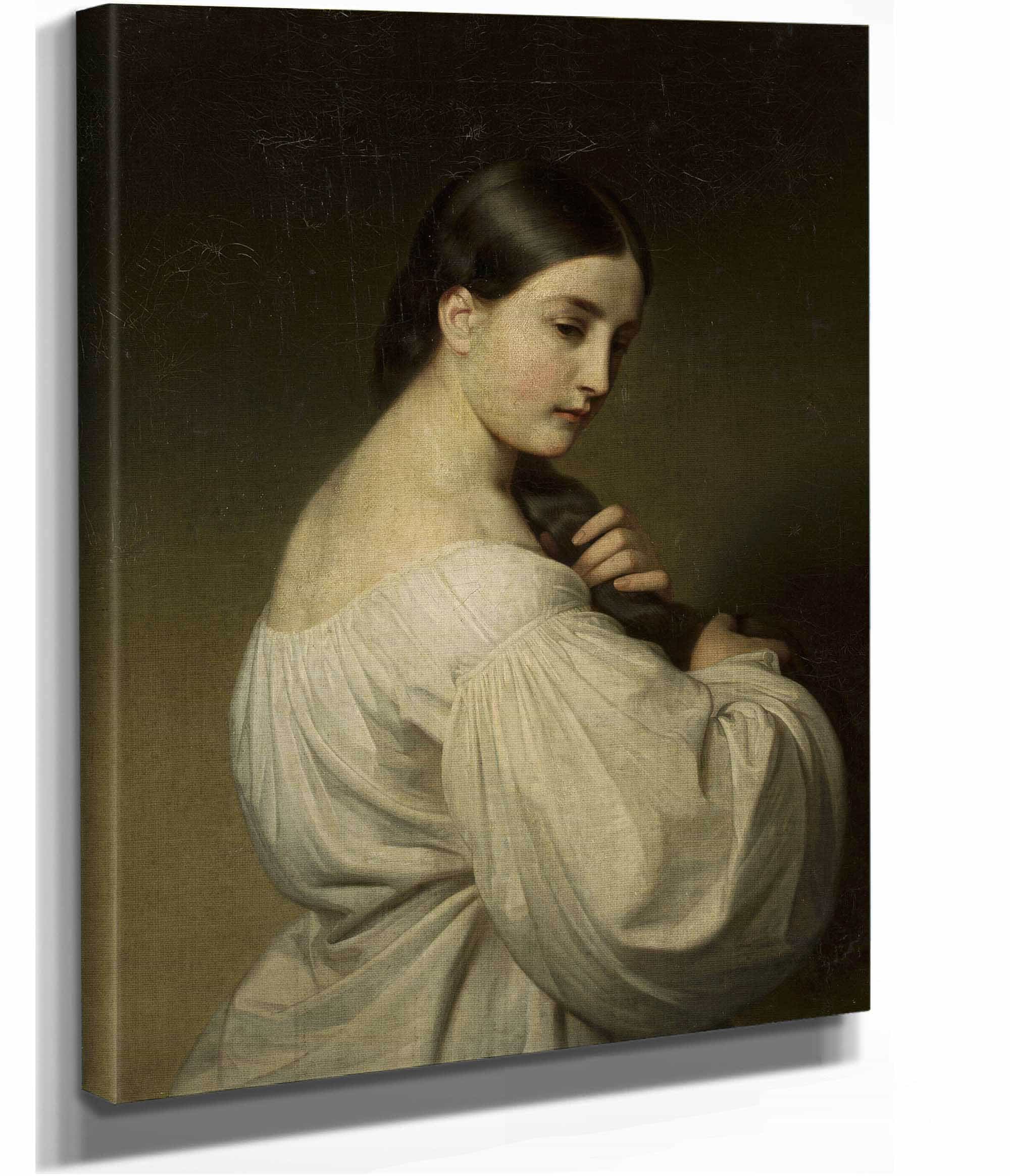 Portrait Of A Young Woman by Friedrich Von Amerling - Image 4