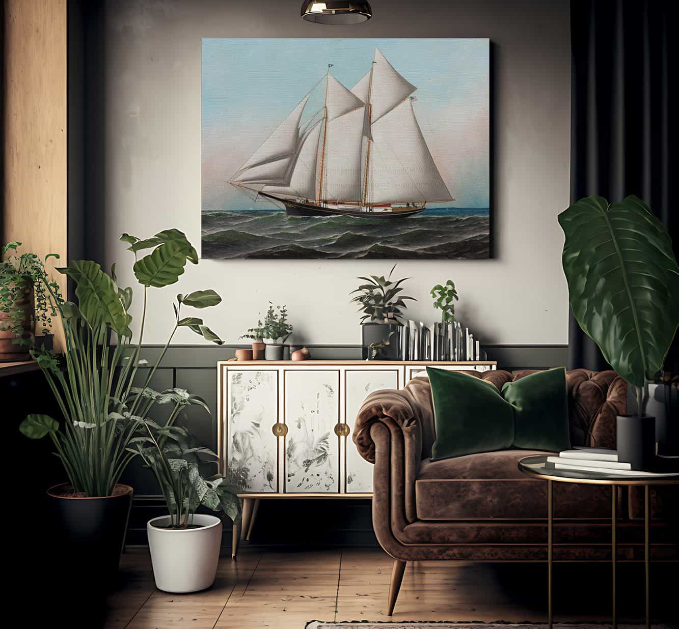 Portrait Of An American Yacht Flying Flag Of Ny Yacht Club 188 By Antonio Jacobsen - Image 2