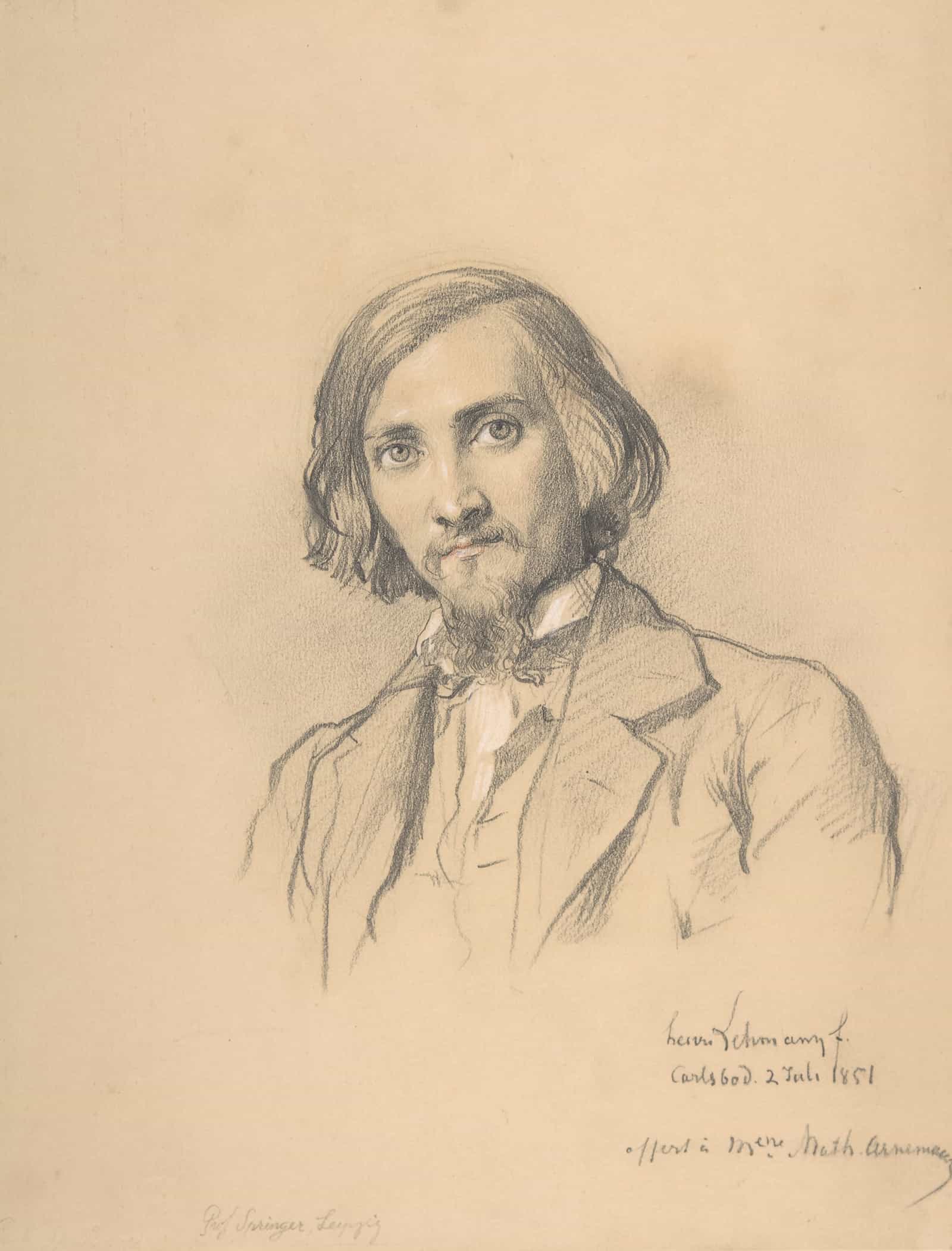Portrait Of Anton Heinrich Springer Mid Th Century by Henri Lehmann