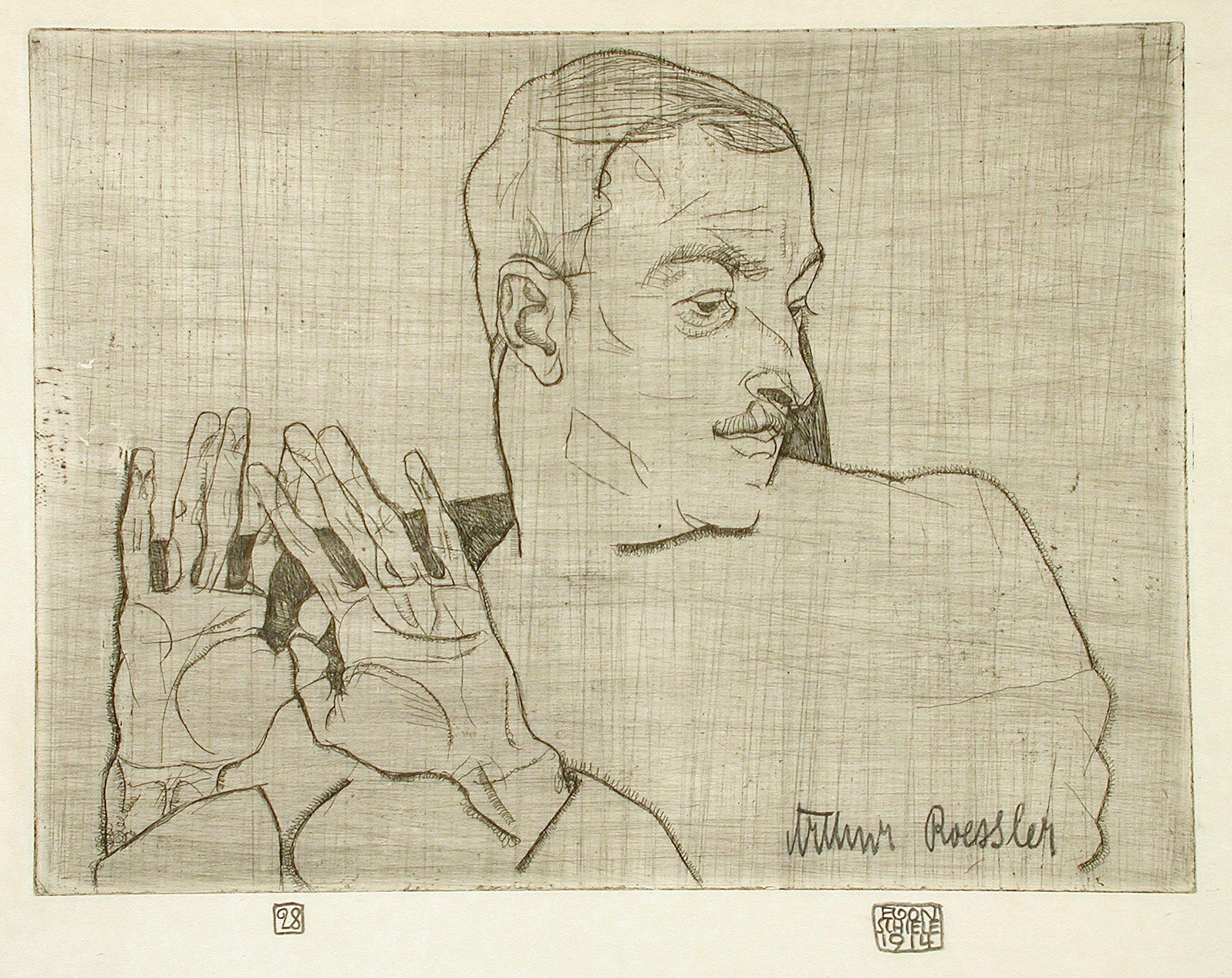 Portrait Of Arthur Roessler by Egon Schiele - Image 4