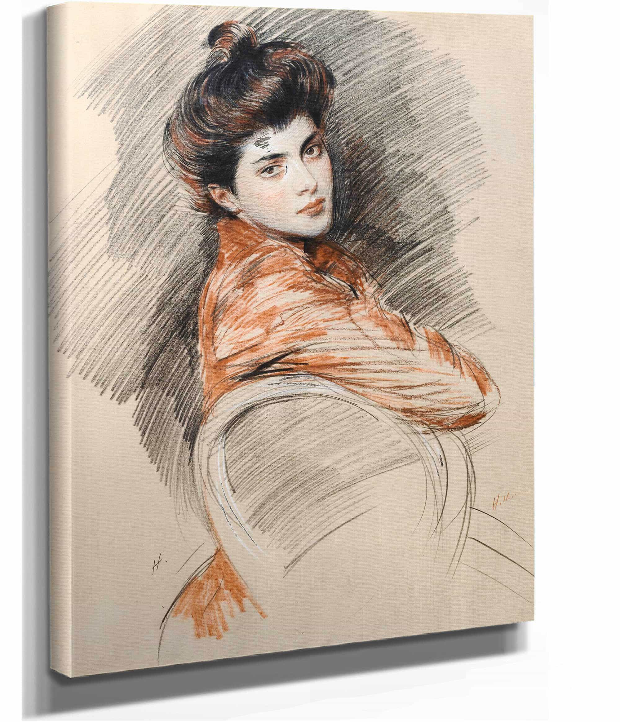 Portrait Of Elisabeth Van Biema by Paul Cesar Helleu - Image 2
