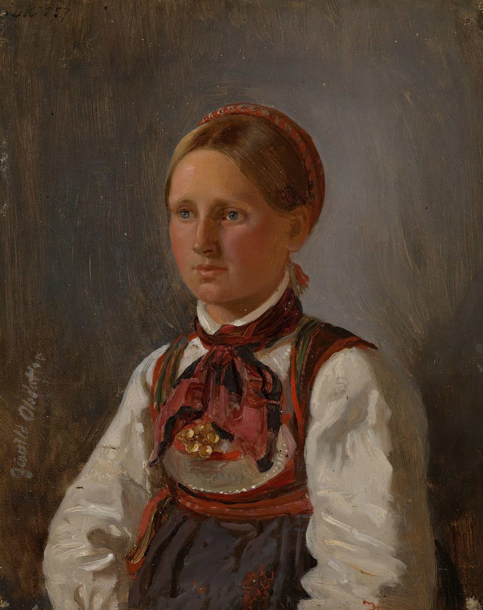 Portrait Of Gunild Olsdatter From Tinn by Adolph Tidemand