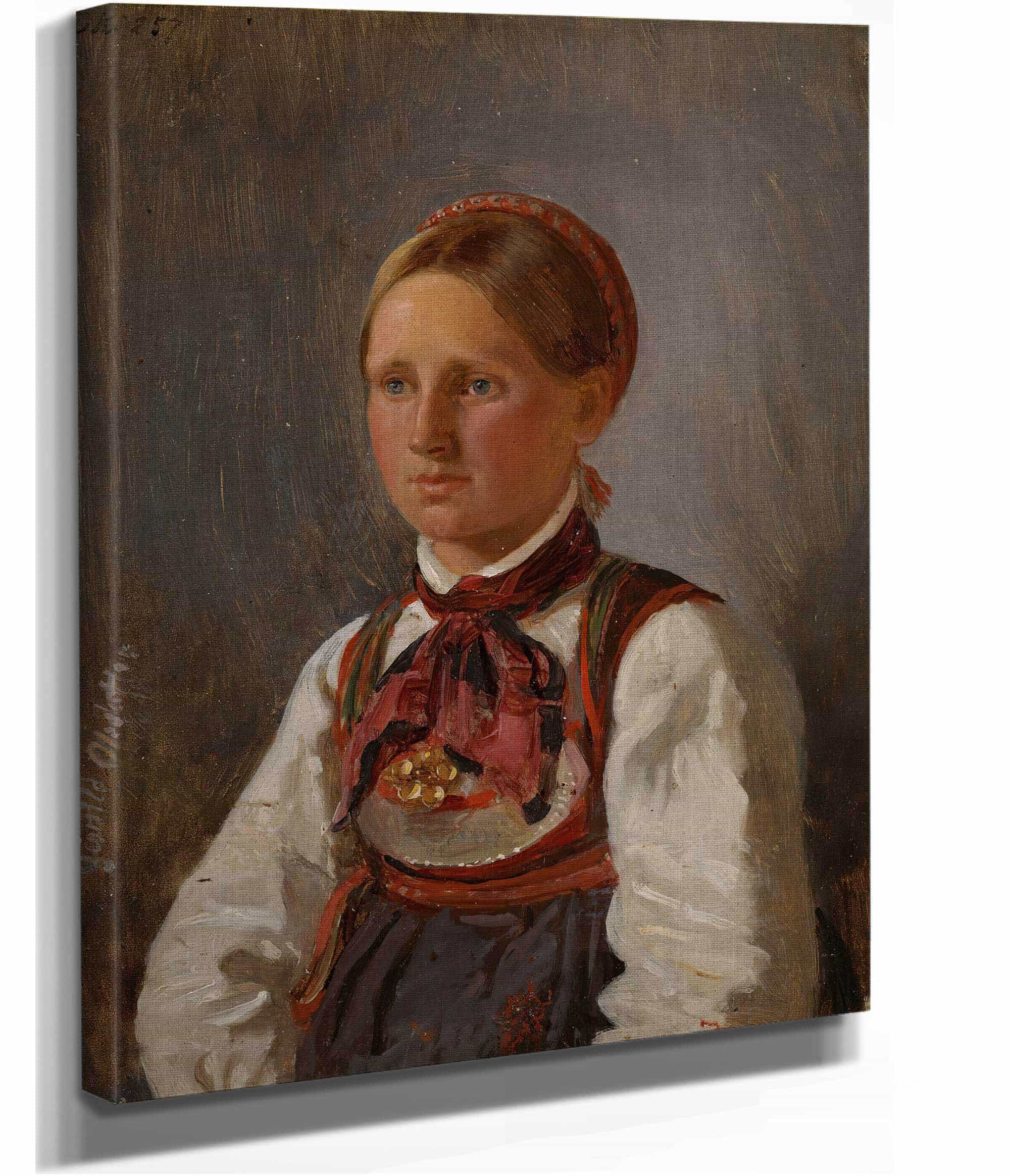 Portrait Of Gunild Olsdatter From Tinn by Adolph Tidemand - Image 2