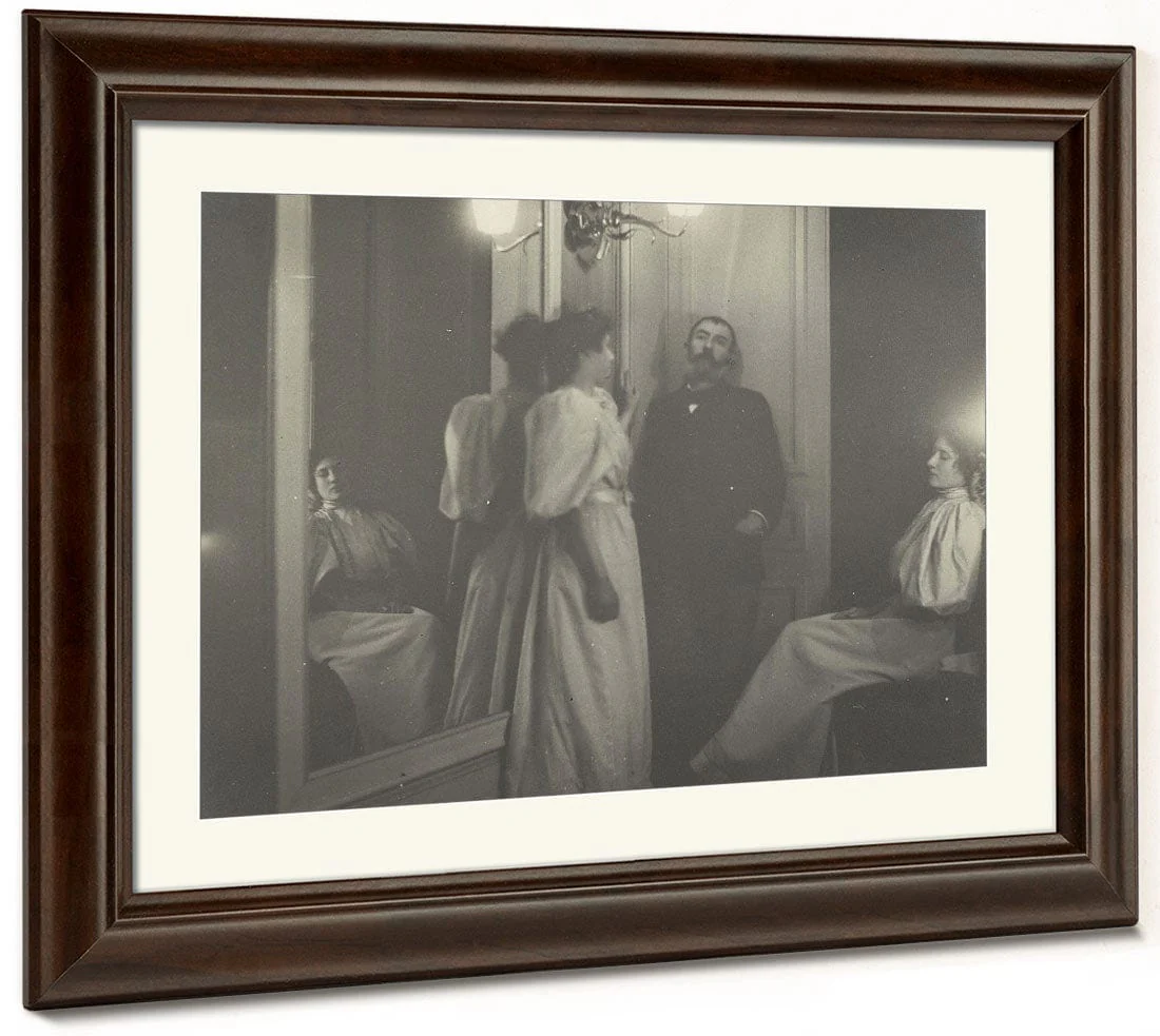 Portrait Of Henry Lerolle With Two Of His Daughters, Yvonne And Christine And A Mirror By Edgar Degas - Image 3