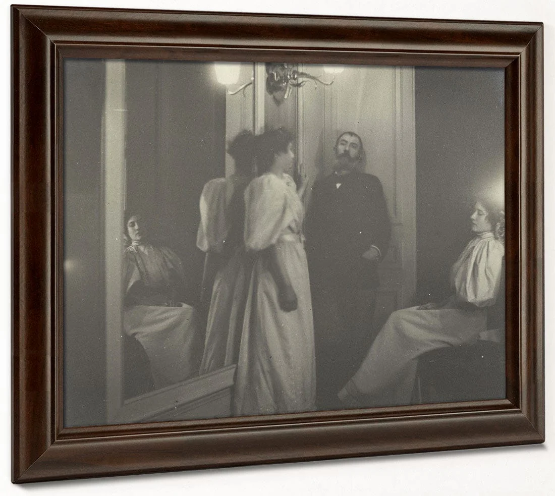 Portrait Of Henry Lerolle With Two Of His Daughters, Yvonne And Christine And A Mirror By Edgar Degas - Image 4