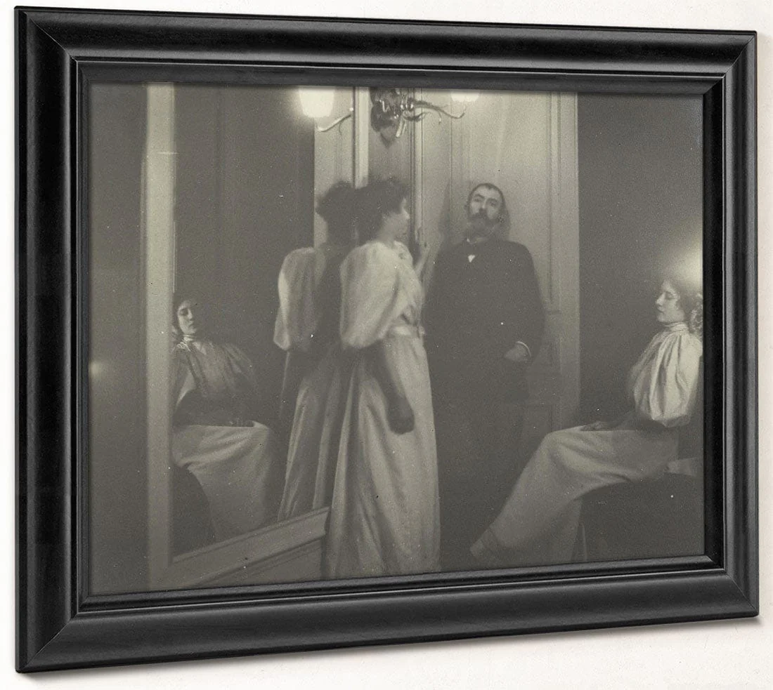 Portrait Of Henry Lerolle With Two Of His Daughters, Yvonne And Christine And A Mirror By Edgar Degas - Image 6