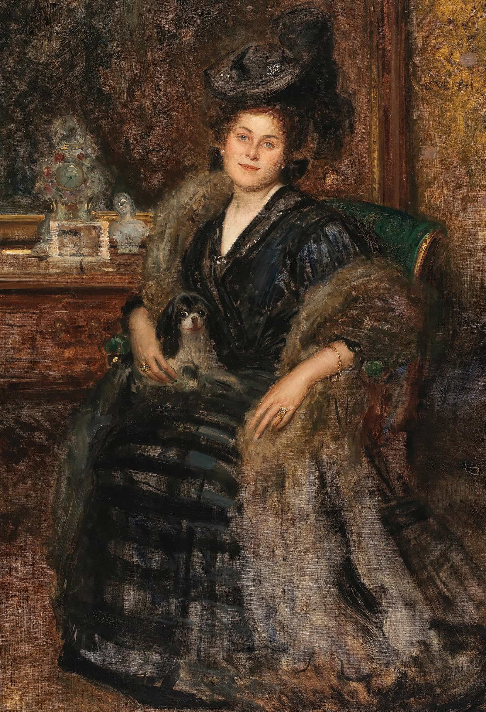 Portrait Of His Wife Berta The Visit by Eduard Veith