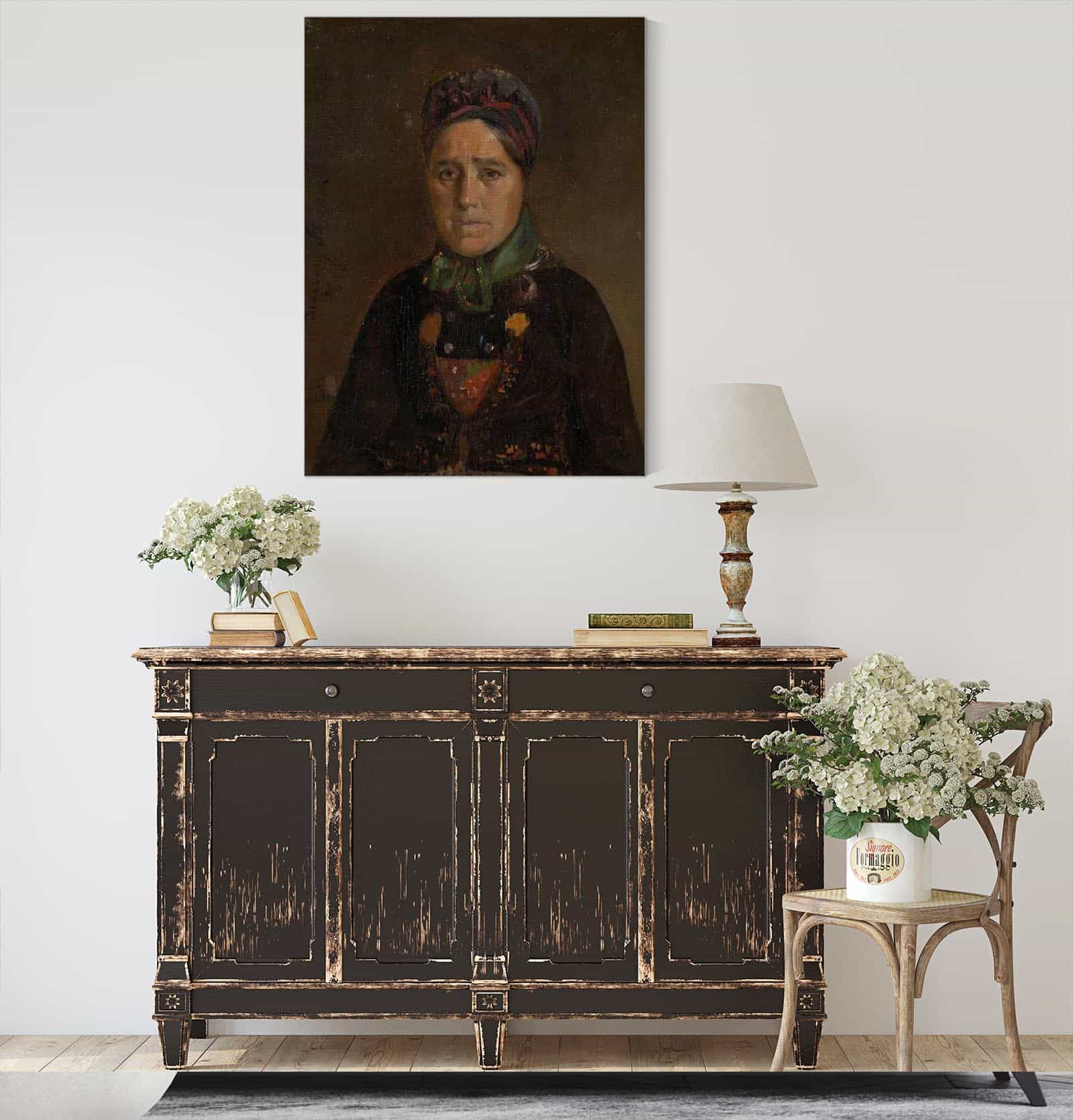 Portrait Of Ingeborg Skjonne From Numedal by Adolph Tidemand - Image 4
