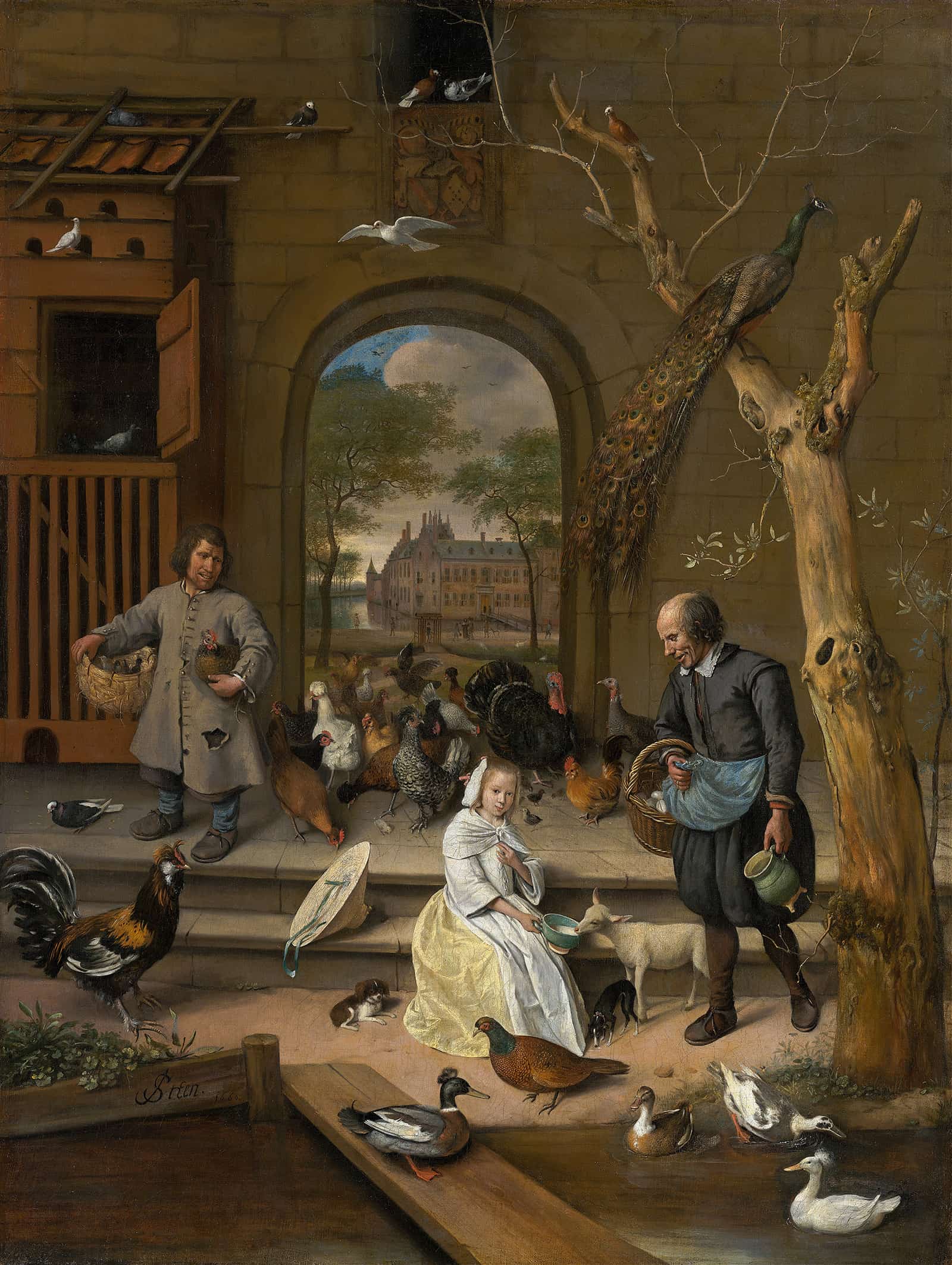 Portrait Of Jacoba Maria Van Wassenaer Known As The Poultry Yard by Jan Steen