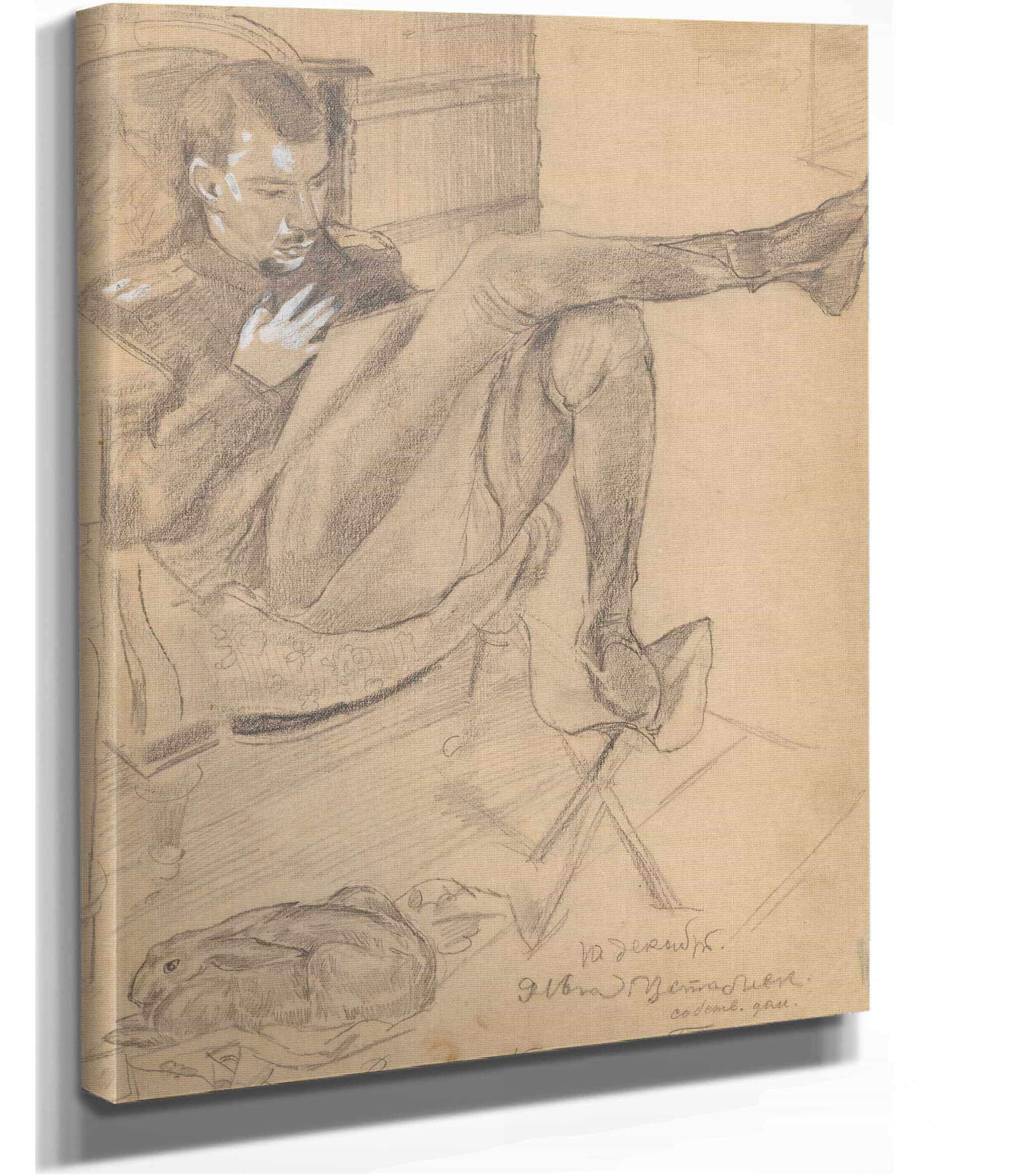 Portrait Of Kirill Zdanevich With A Rabbit by Zygmunt Waliszewski - Image 2