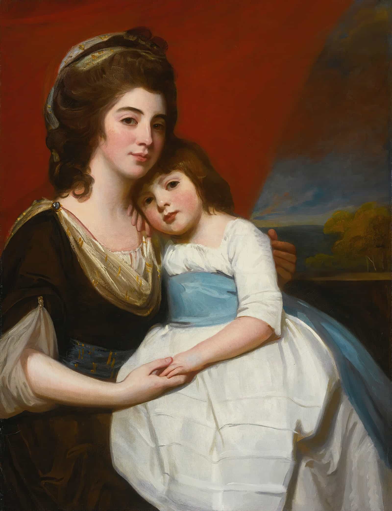 Portrait Of Lady Georgiana Smyth And Her Son by George Romney