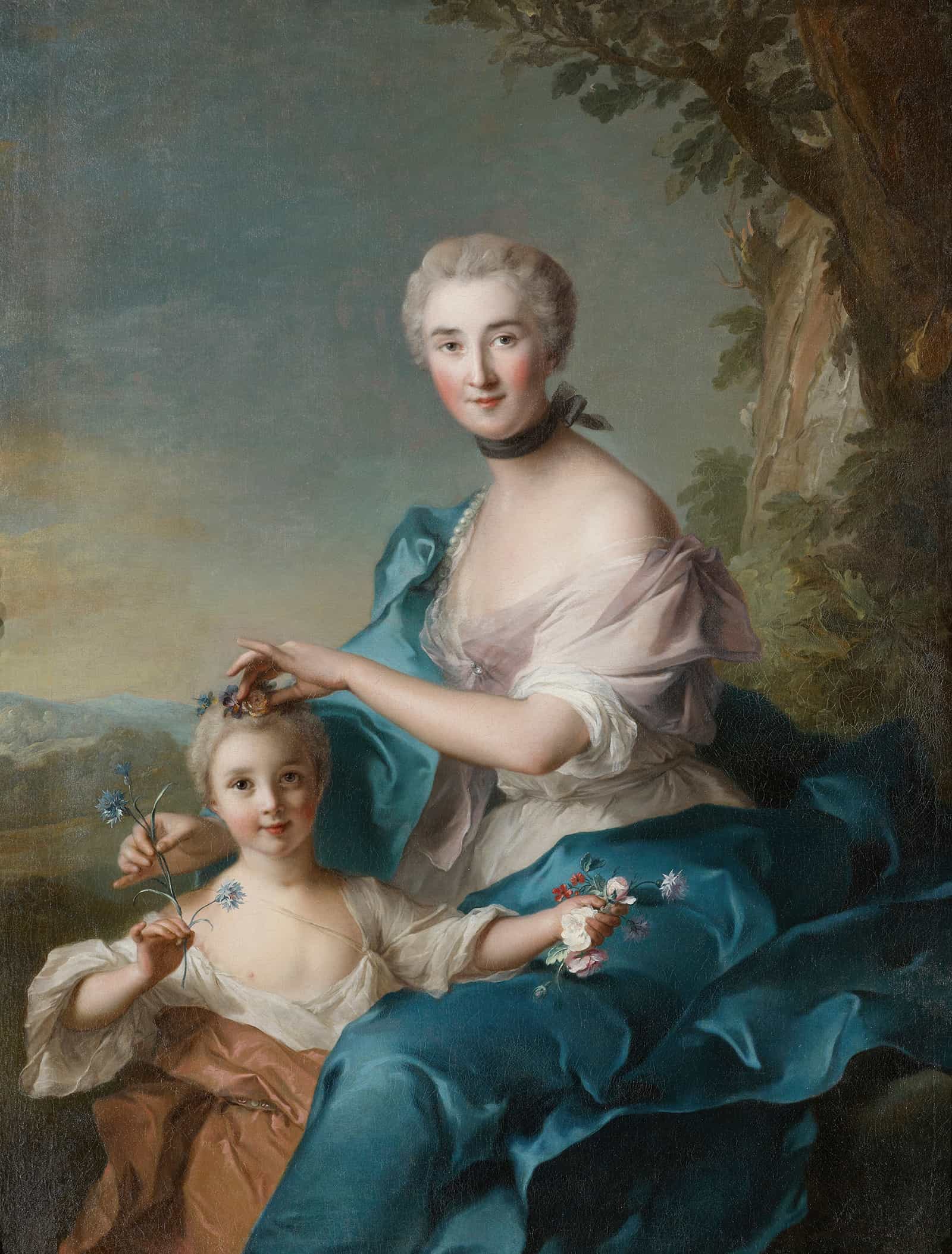 Portrait Of Madame Crozat De Thiers And Her Daughter by Jean Marc Nattier - Image 2