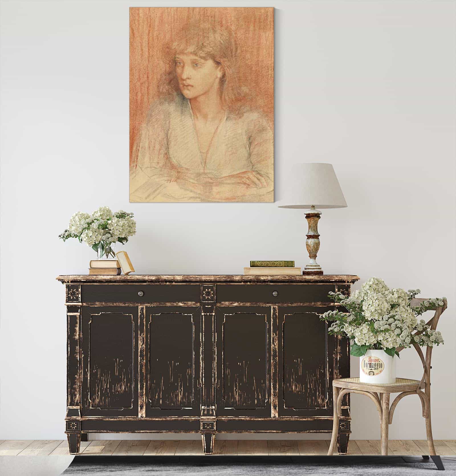 Portrait Of May Morris by Dante Gabriel Rossetti - Image 4