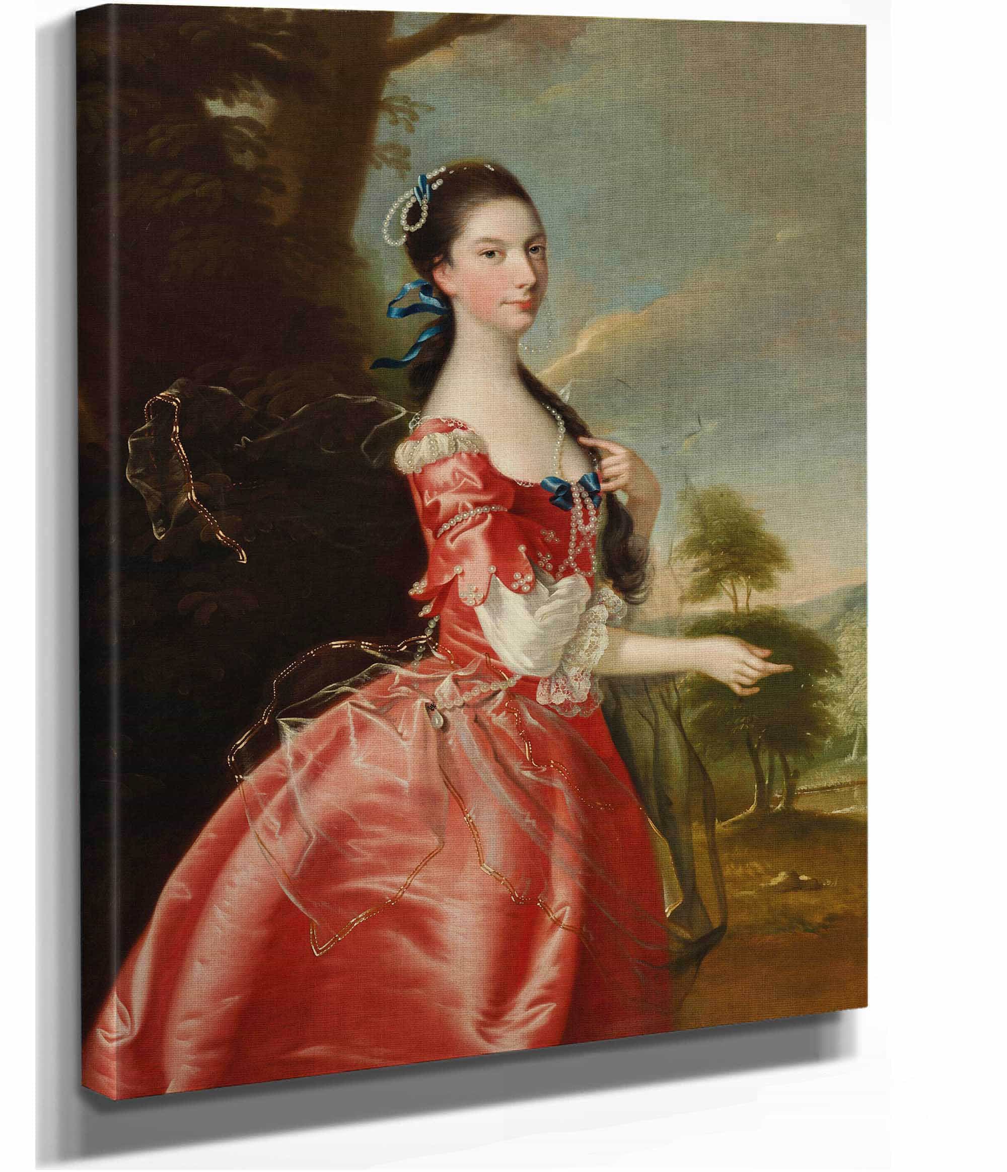 Portrait Of Miss Ann Carver Before A Landscape by Joseph Wright Of Derby