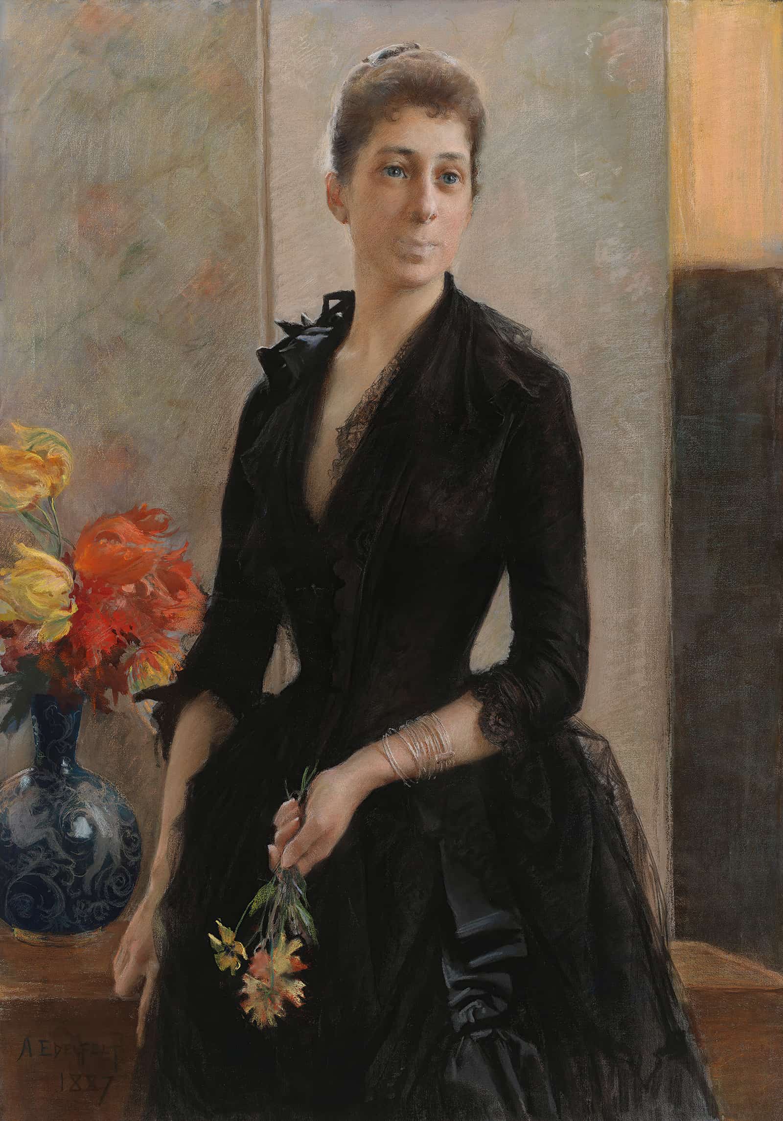 Portrait Of Mme Weissgerber De Stragewicz Later Mme R Berenger by Albert Edelfelt